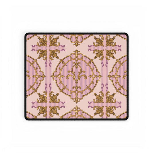Chic Lavender & Alabaster Striped Gold Baroque Decorative Desk Mats | Elegant Office Decor, Stylish Desk Accessories, Gift for Home Office