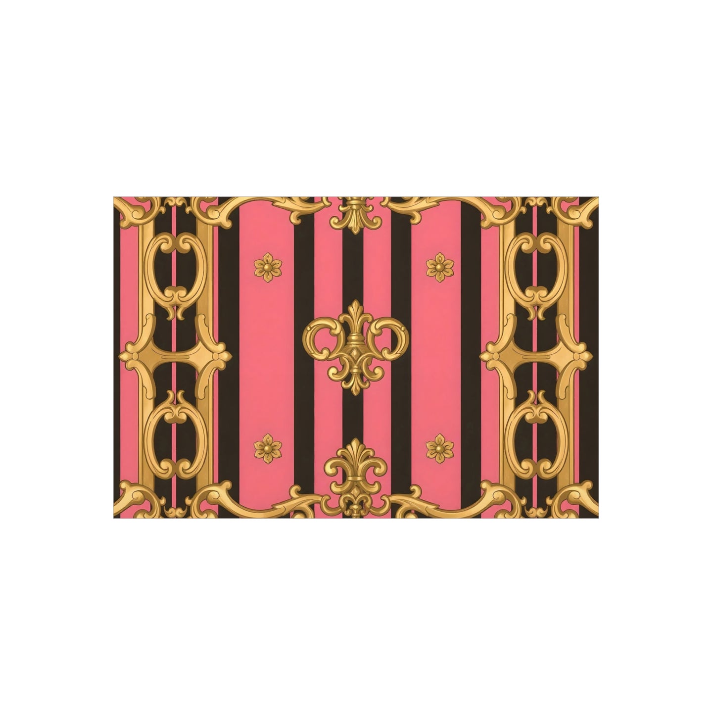 Elegant Decorative Foam Board - Chic Wall Decor, Glam Home Art, Stylish Backdrop, Gift for Her - Pink & Black Striped Gold Baroque