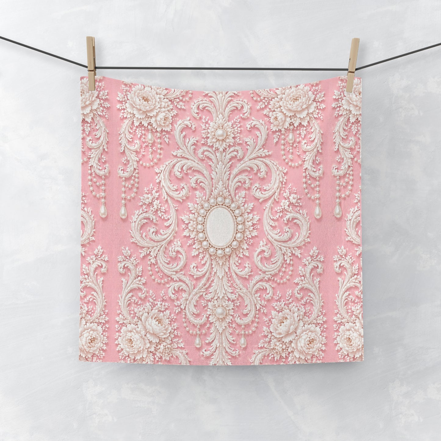 Pink Rococo Face Towel – Elegant Pearl Rococo Spa Hand Towel