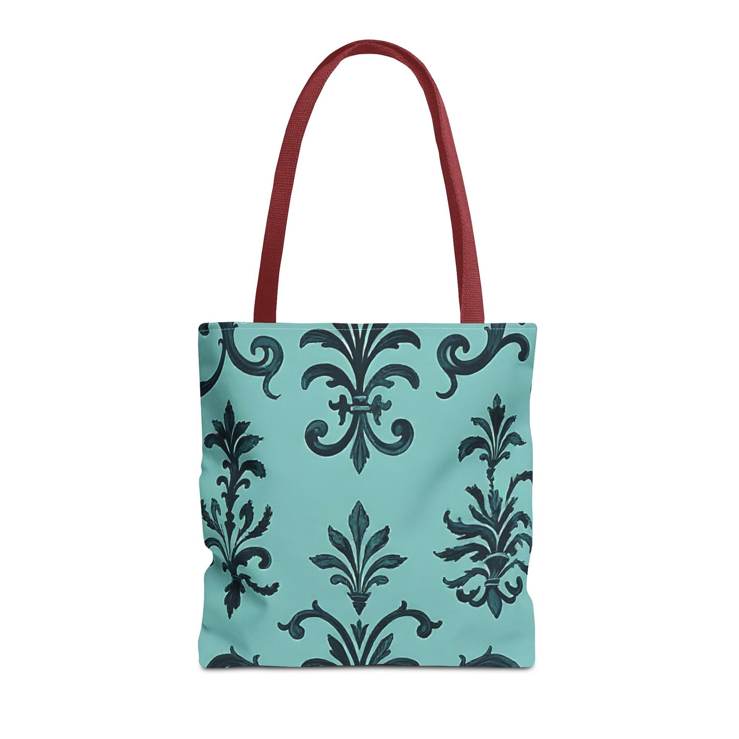 Chic Floral Tote Bag – Stylish Canvas Shopper, Gift for Her, Birthday Present, Everyday Use, Eco-Friendly, Floral Print - Teal Striped Rococo
