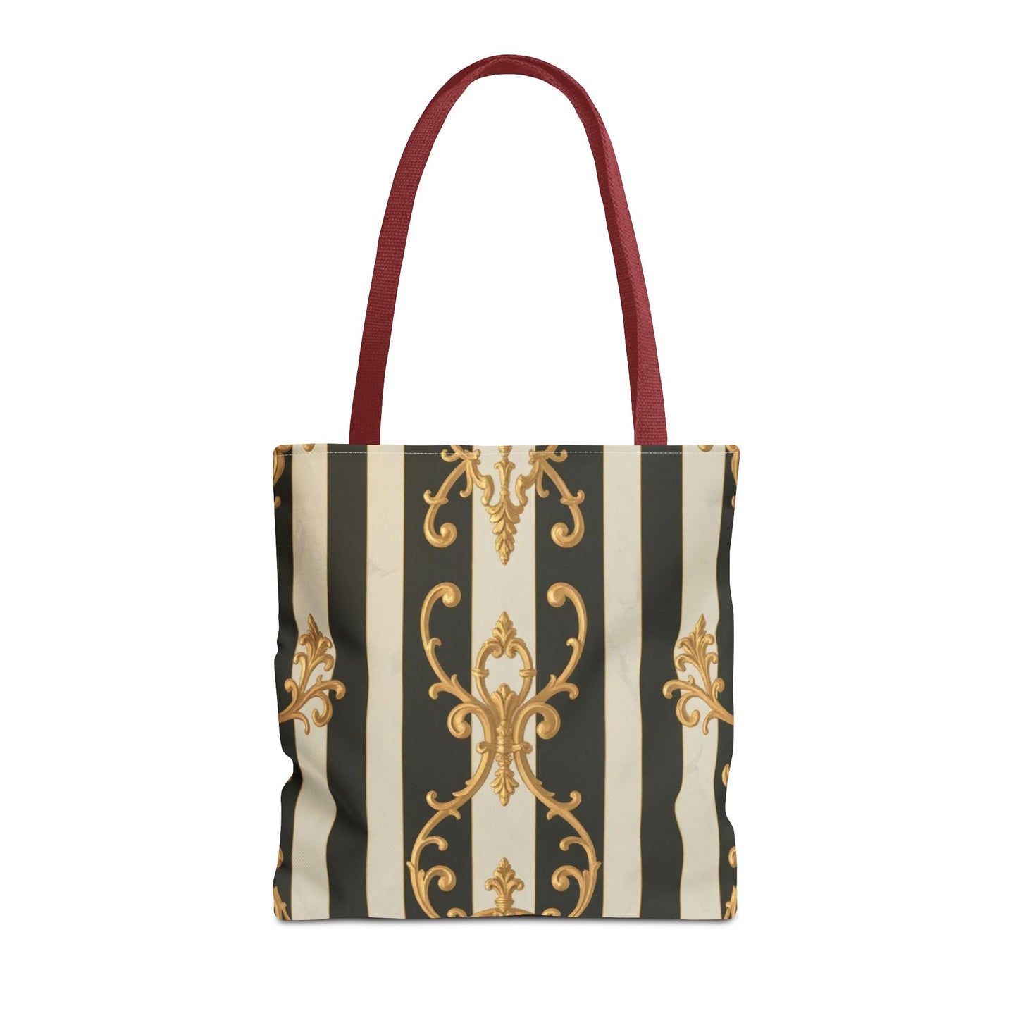 Elegant Black & Alabaster Striped Baroque Tote Bag, Stylish Shopping Bag, Fashion Accessory, Gift for Her, Reusable Bag, Perfect for Events