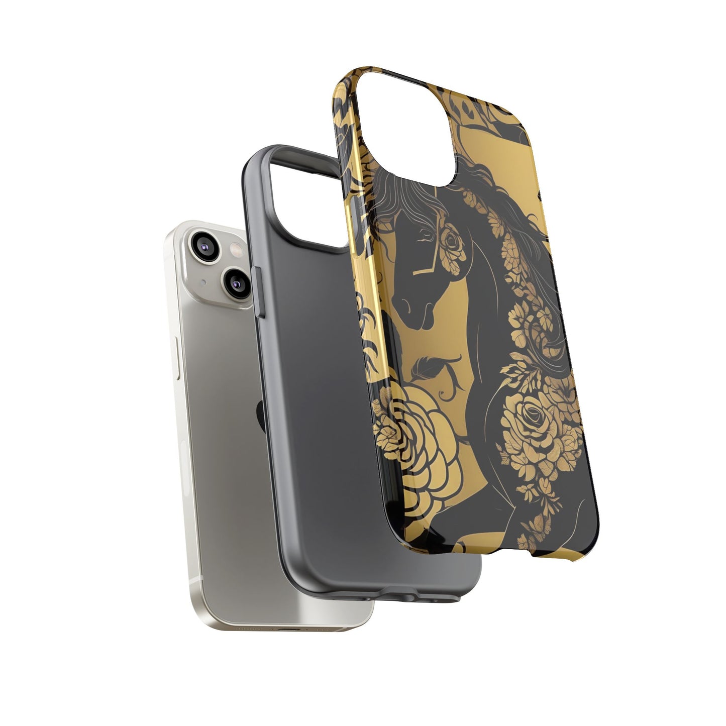 Phone Case - Elegant Horse & Roses Design