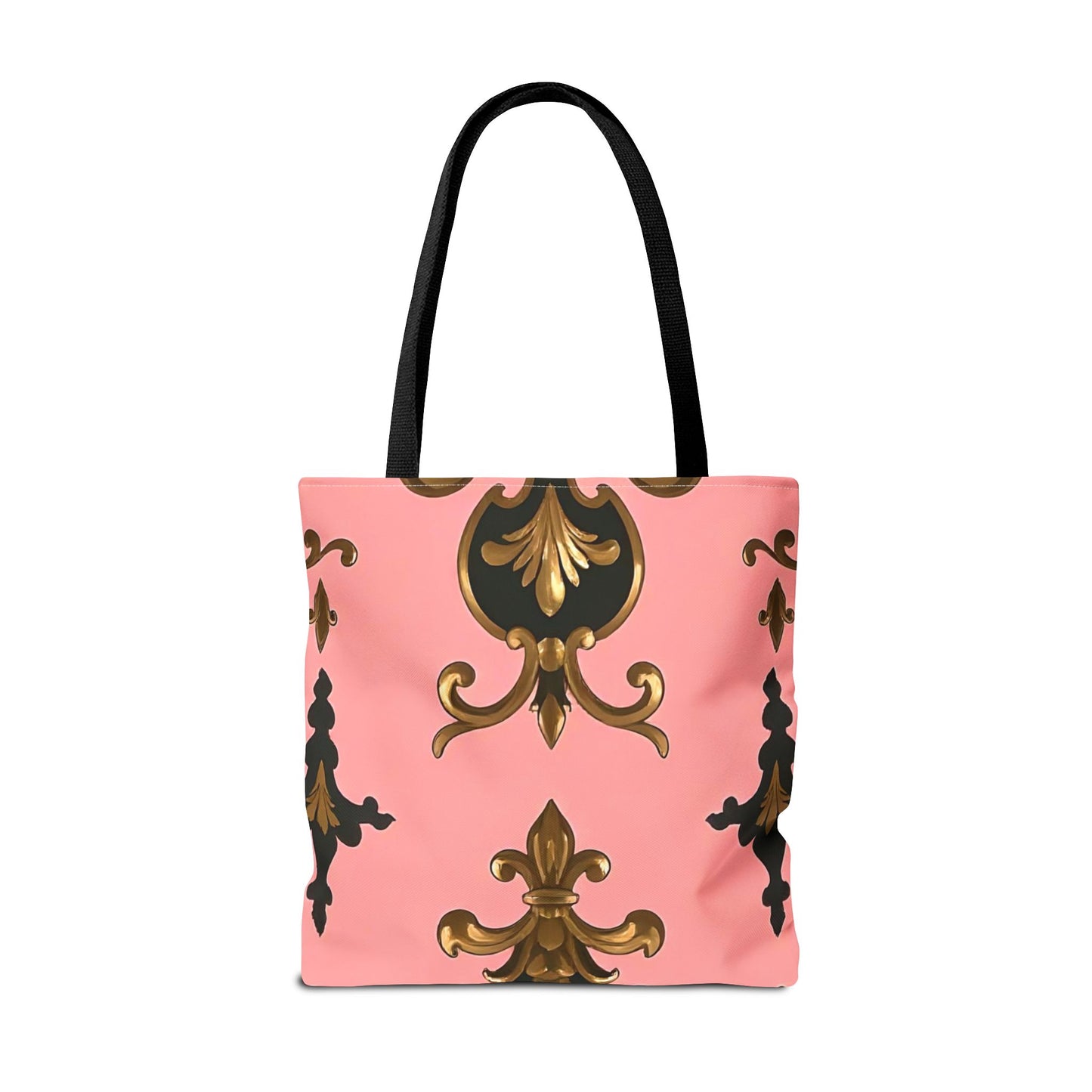 Elegant Patterned Tote Bag - Chic Carry-All for Everyday Use, Fashion Accessory - Pink, Black & Gold Rococo