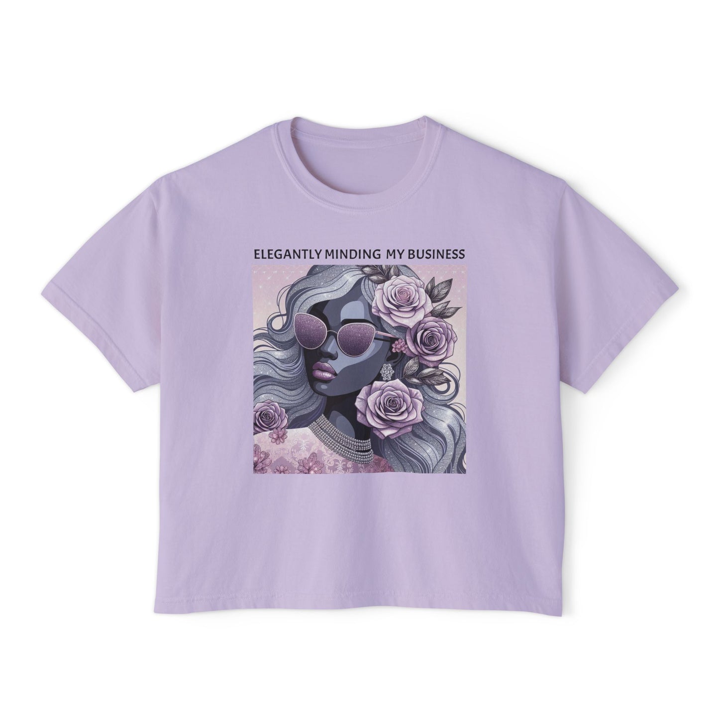 Elegant Women's Boxy Tee - 'Elegantly Minding My Business' Floral Design