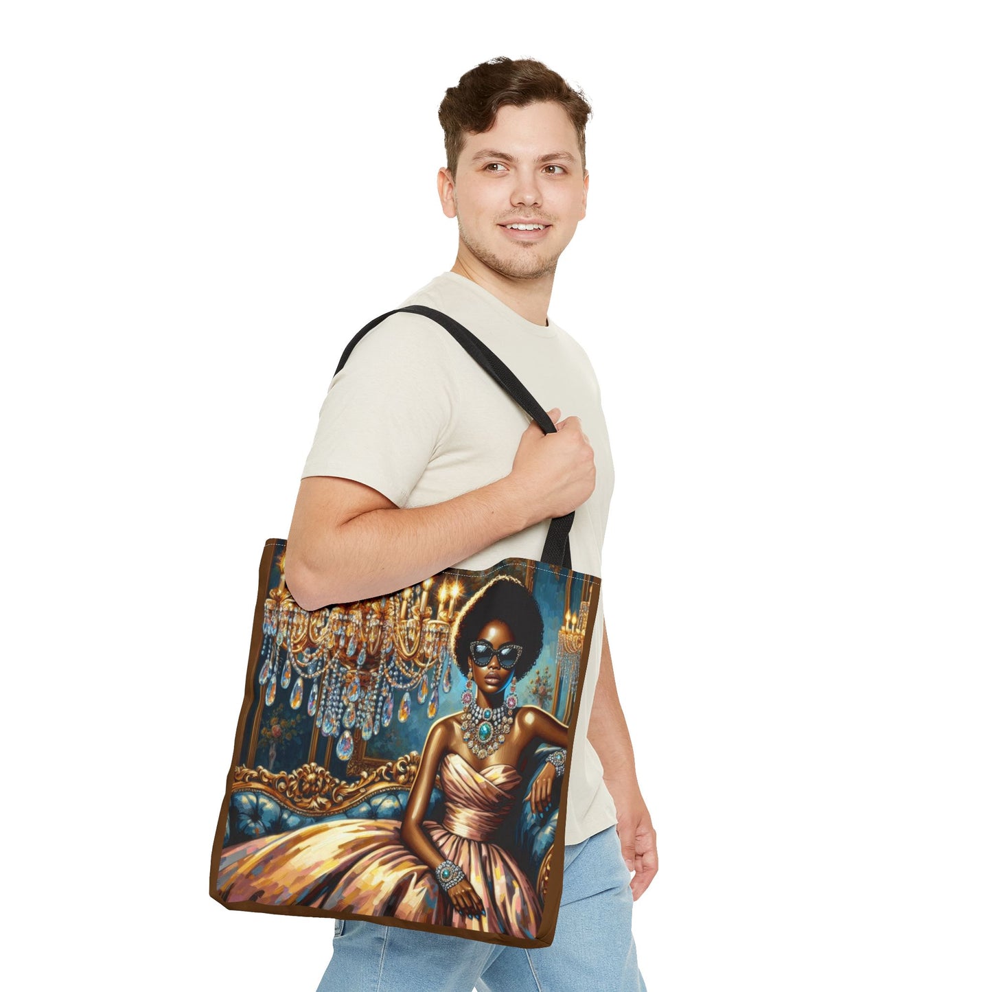 Elegant Fashion Tote Bag, Chic Handbag for Women, Stylish Shopping Bag, Glamorous Gift for Her, Art Tote - Elegant Lady & Chandelier