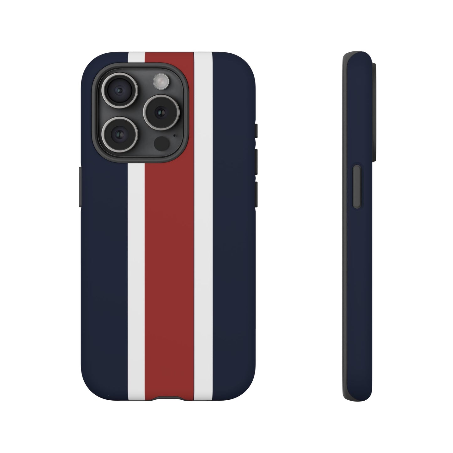 Lunar Midnight & Red-White Striped Stylish Phone Case - Tough Cases, Custom iPhone Cover, Sleek Phone Accessories, Gifts for Him/Her