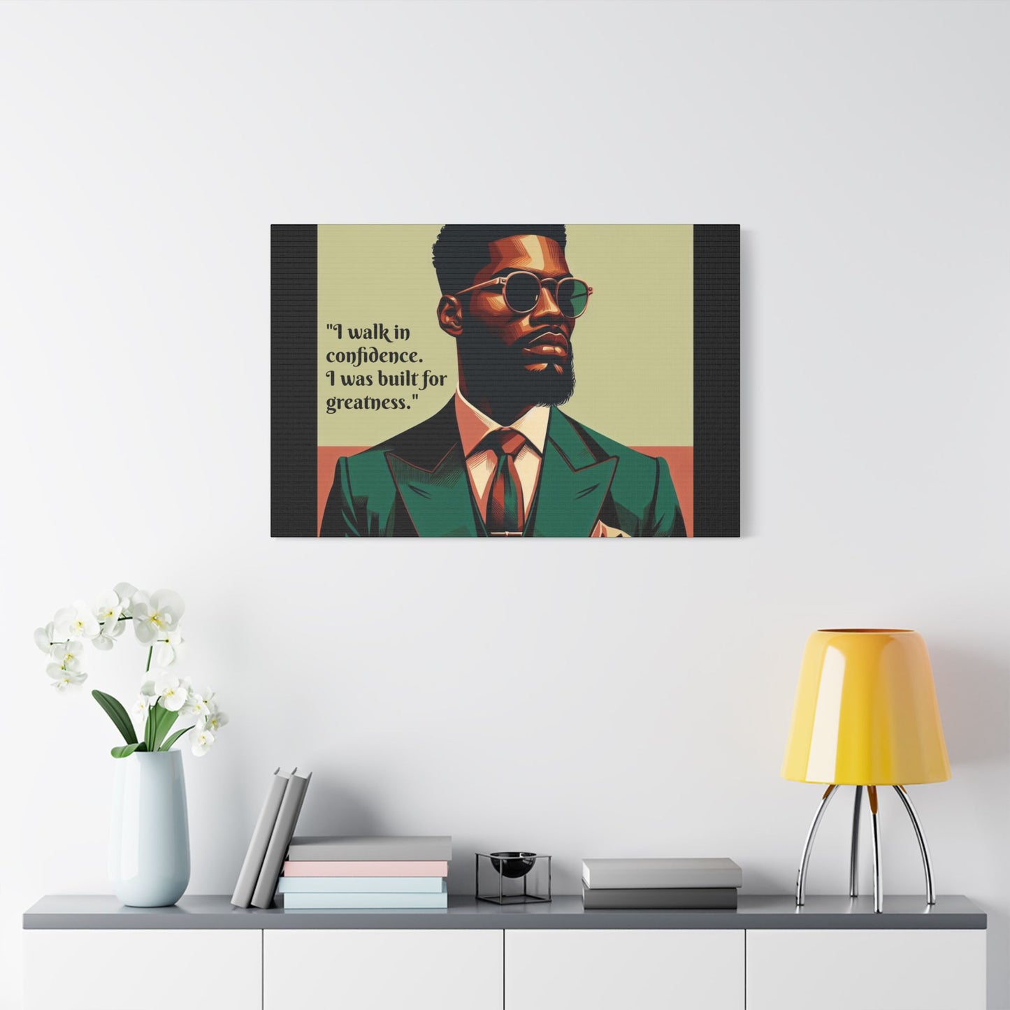 Afro Art Print Canvas, Wall Decor, Satin Stretched Canvas, African American Art, Office Decor, Home Decor - Built For Greatness