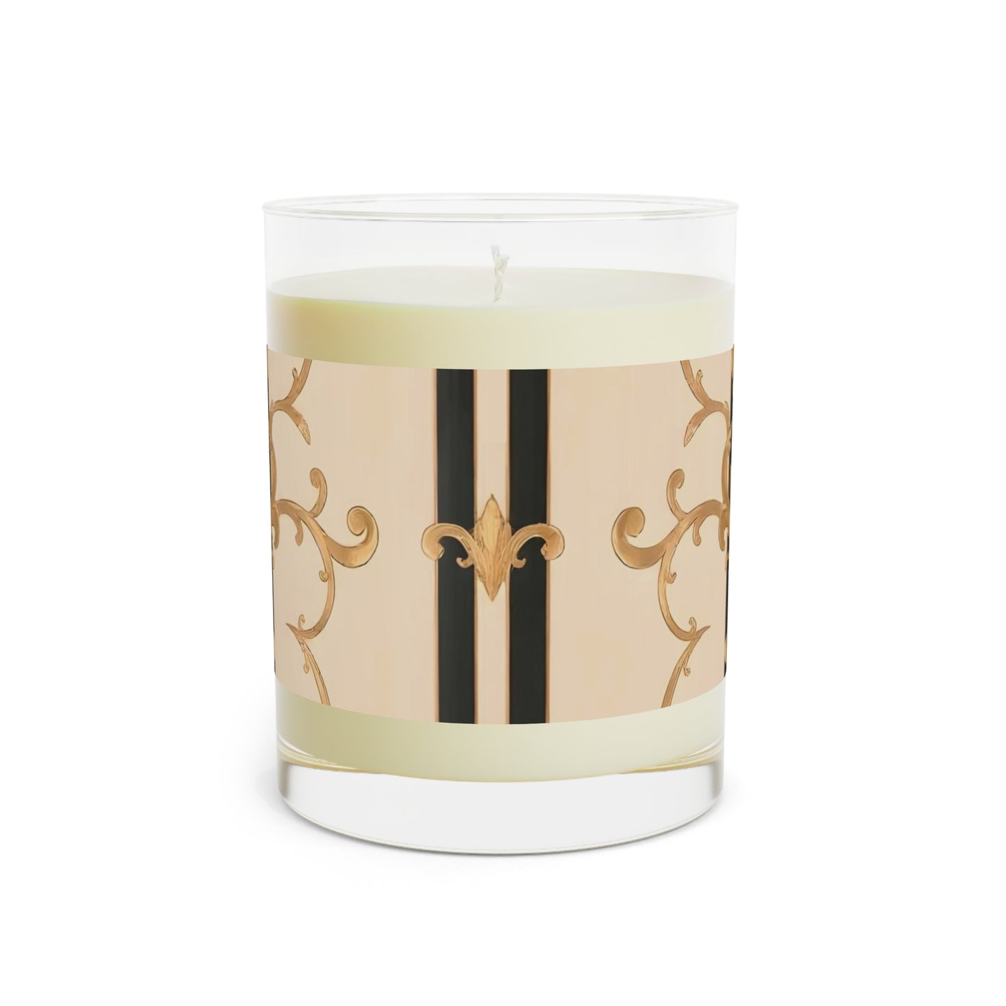 Elegant Home Fragrance Candle - Perfect Gift for Birthdays, Weddings, or Home Decor, Aromatherapy Candle - Black & Beige Striped Damask