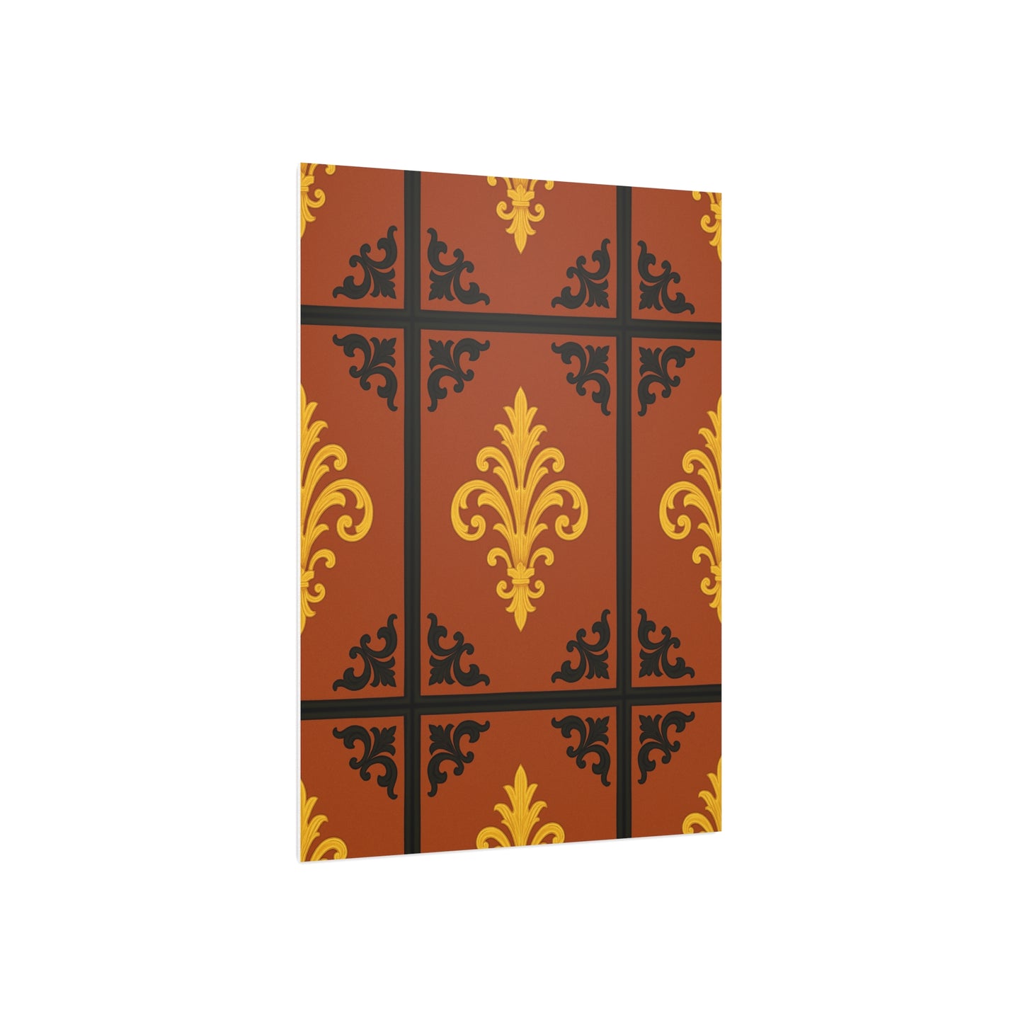 Dusk Terracotta Baroque Foam Board — Baroque Pattern Wall Art (Dusk Terracotta, Gold & Black)