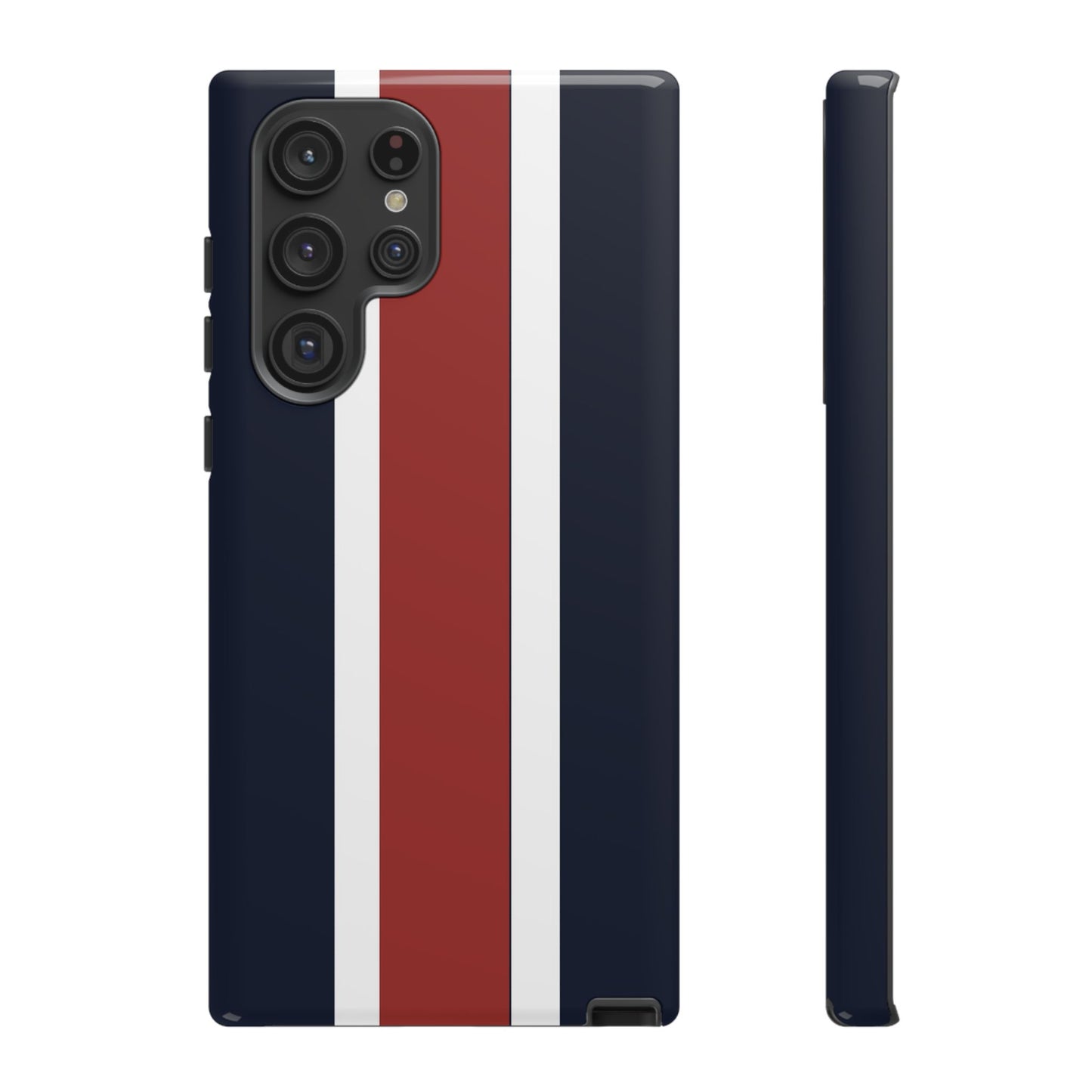 Lunar Midnight & Red-White Striped Stylish Phone Case - Tough Cases, Custom iPhone Cover, Sleek Phone Accessories, Gifts for Him/Her