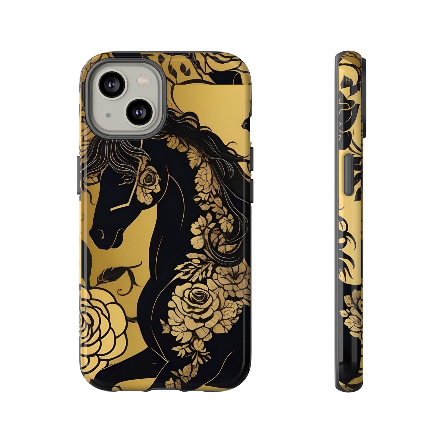 Phone Case - Elegant Horse & Roses Design