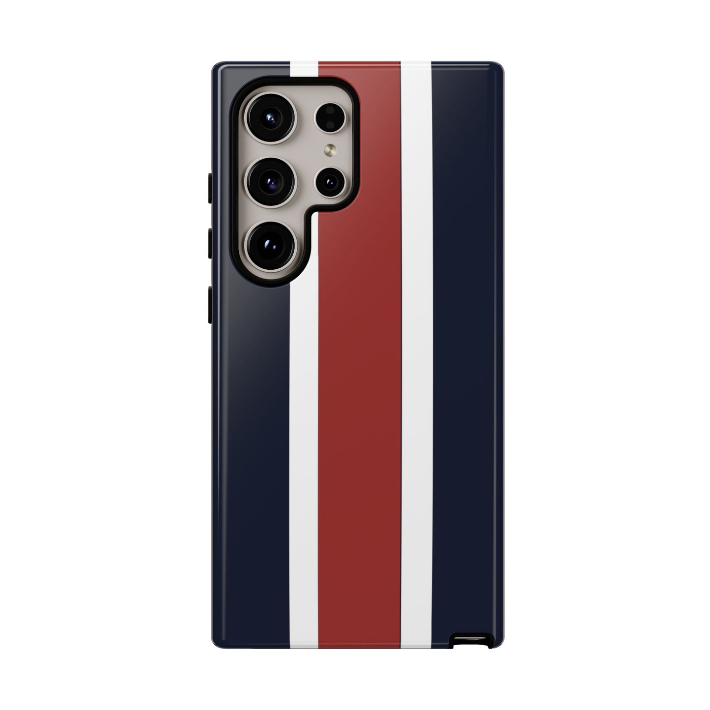 Lunar Midnight & Red-White Striped Stylish Phone Case - Tough Cases, Custom iPhone Cover, Sleek Phone Accessories, Gifts for Him/Her