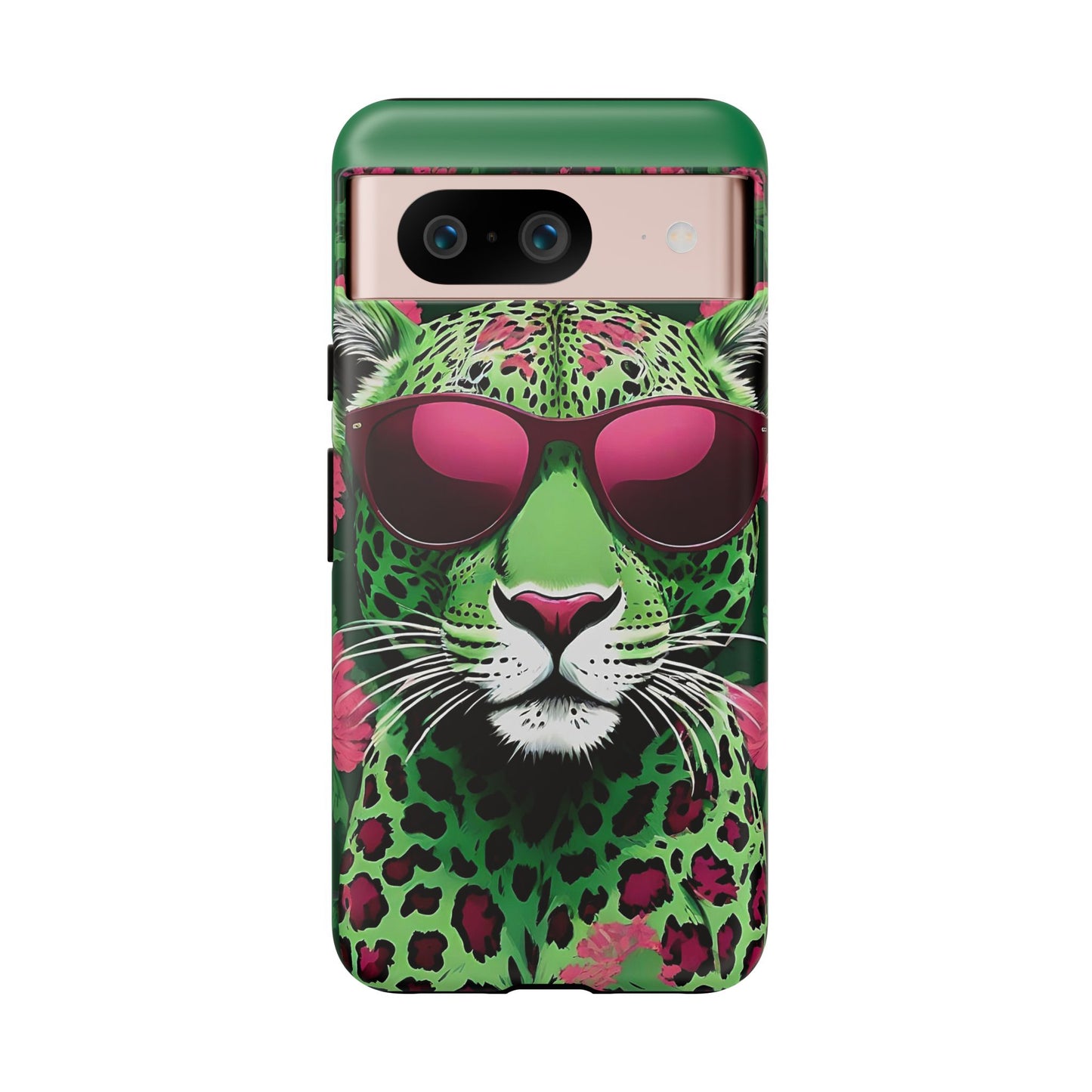 Phone Case - Lime Green & Burgundy Leopard In Sunglasses Design