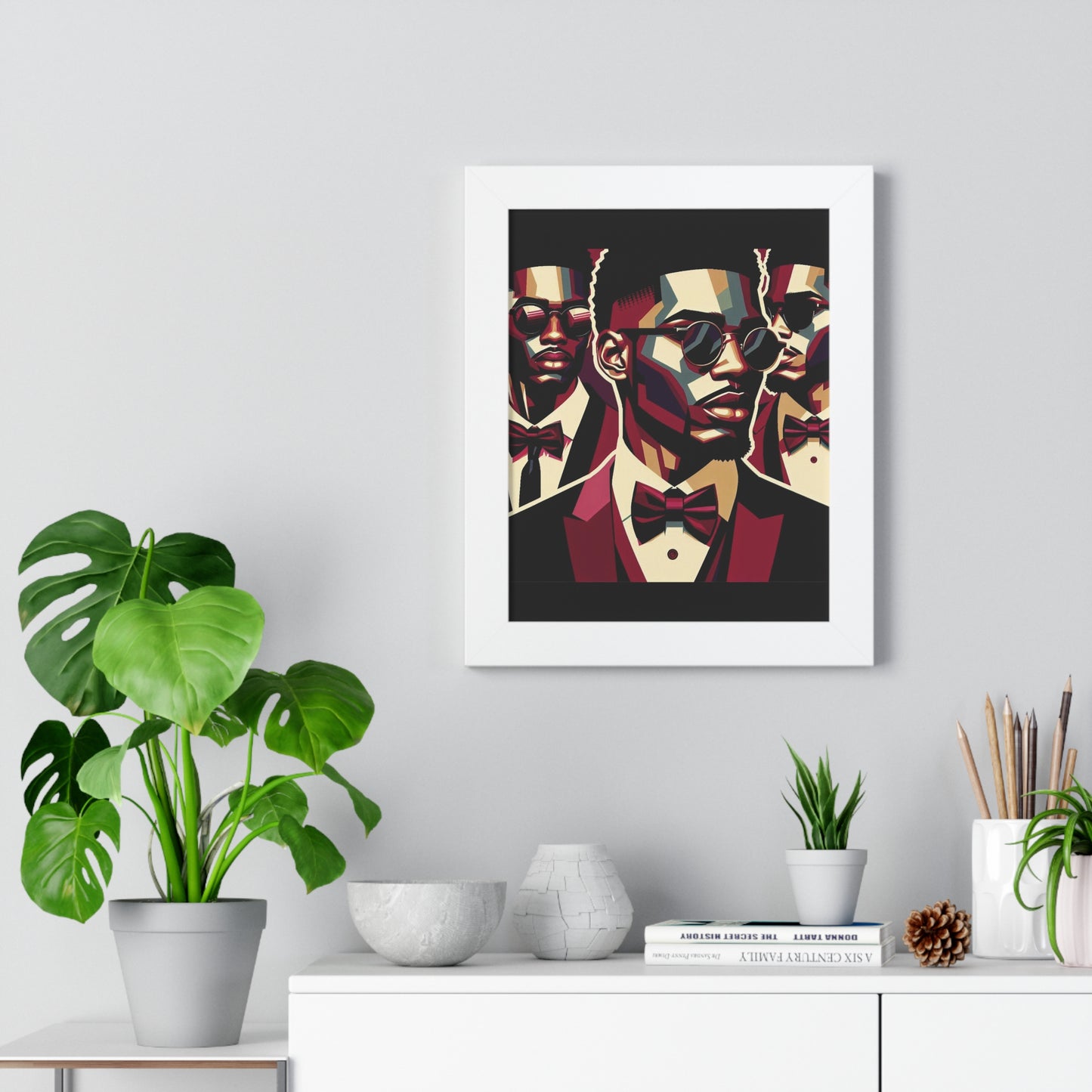 Stylish Framed Vertical Poster - Modern Art for Home Decor - Man In Burgundy Suit