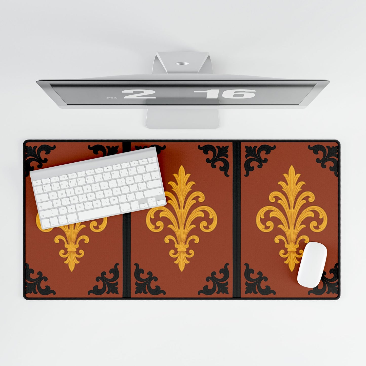 Dusk Terracotta Baroque Victorian Desk Mat — Ornate Gaming/Office Desk Pad