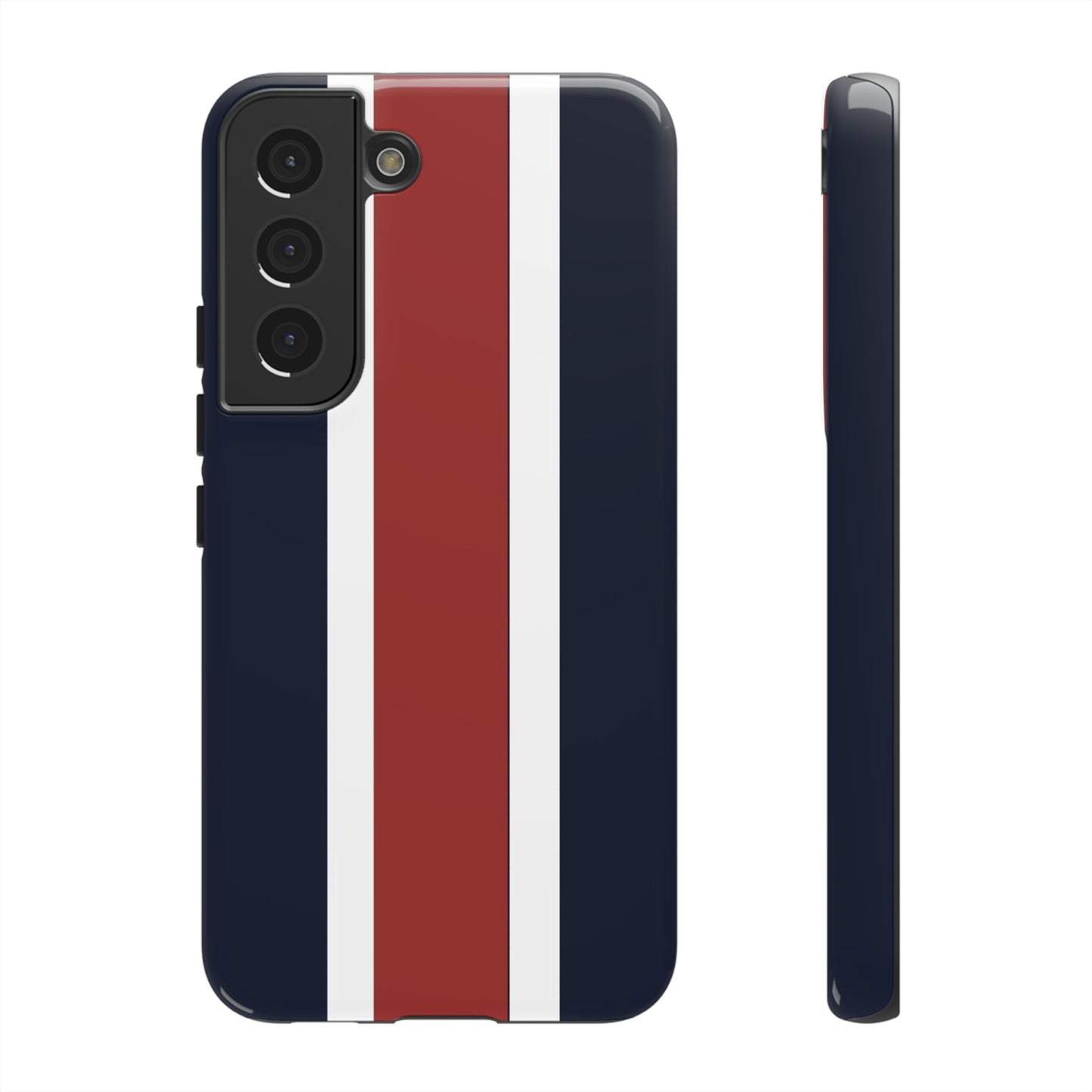 Lunar Midnight & Red-White Striped Stylish Phone Case - Tough Cases, Custom iPhone Cover, Sleek Phone Accessories, Gifts for Him/Her