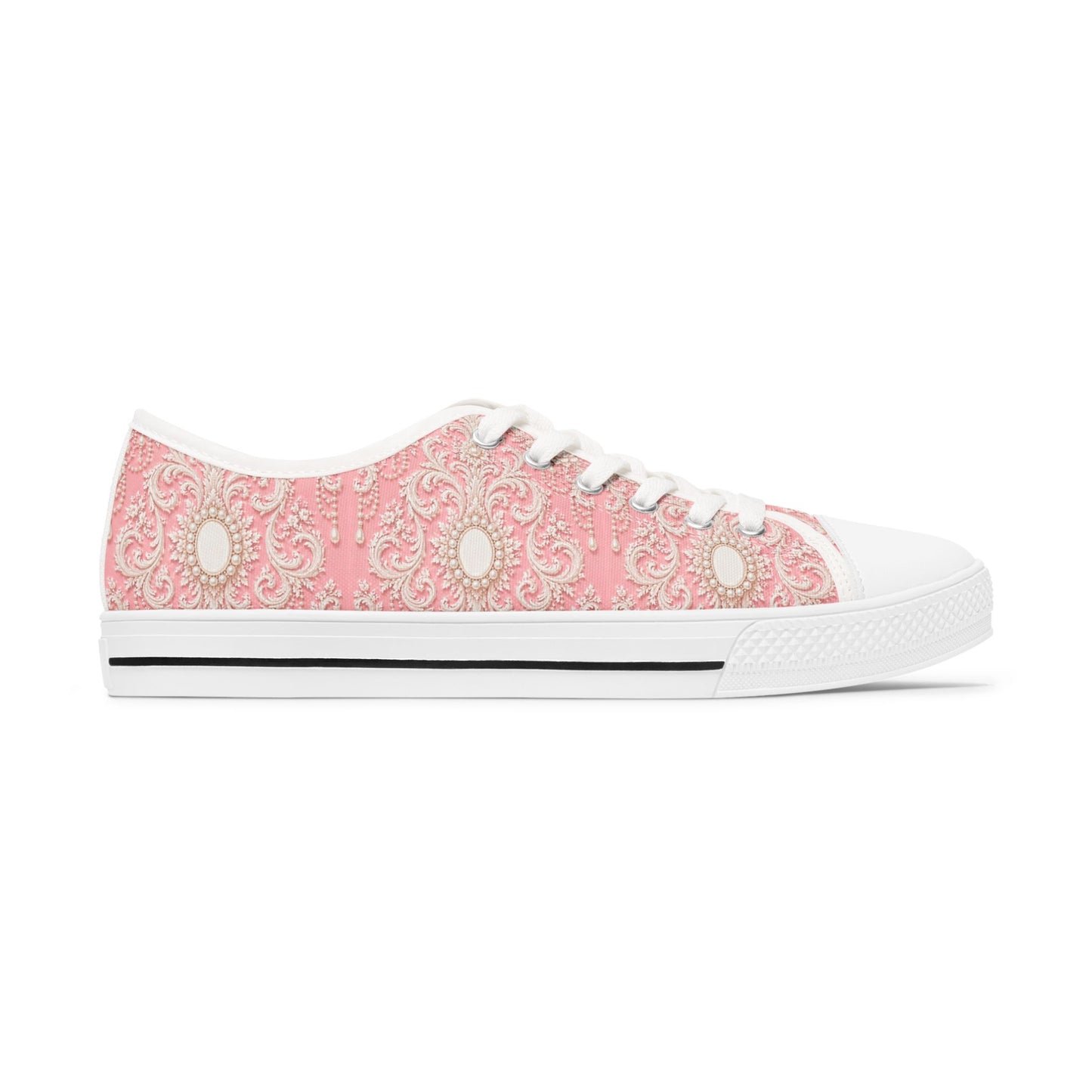 Pink Rococo Vintage Pattern - Women's Low Top Sneakers
