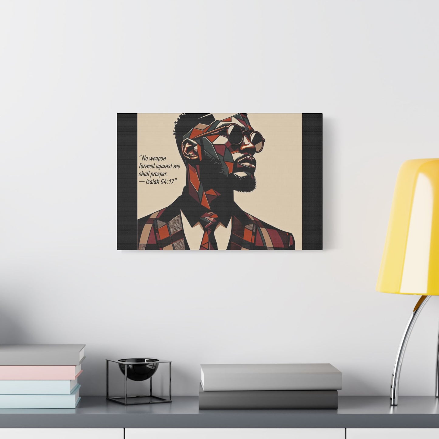 Afro Art Print Canvas, Wall Decor, Satin Stretched Canvas, African American Art, Office Decor, Home Decor - Isaiah 54:17