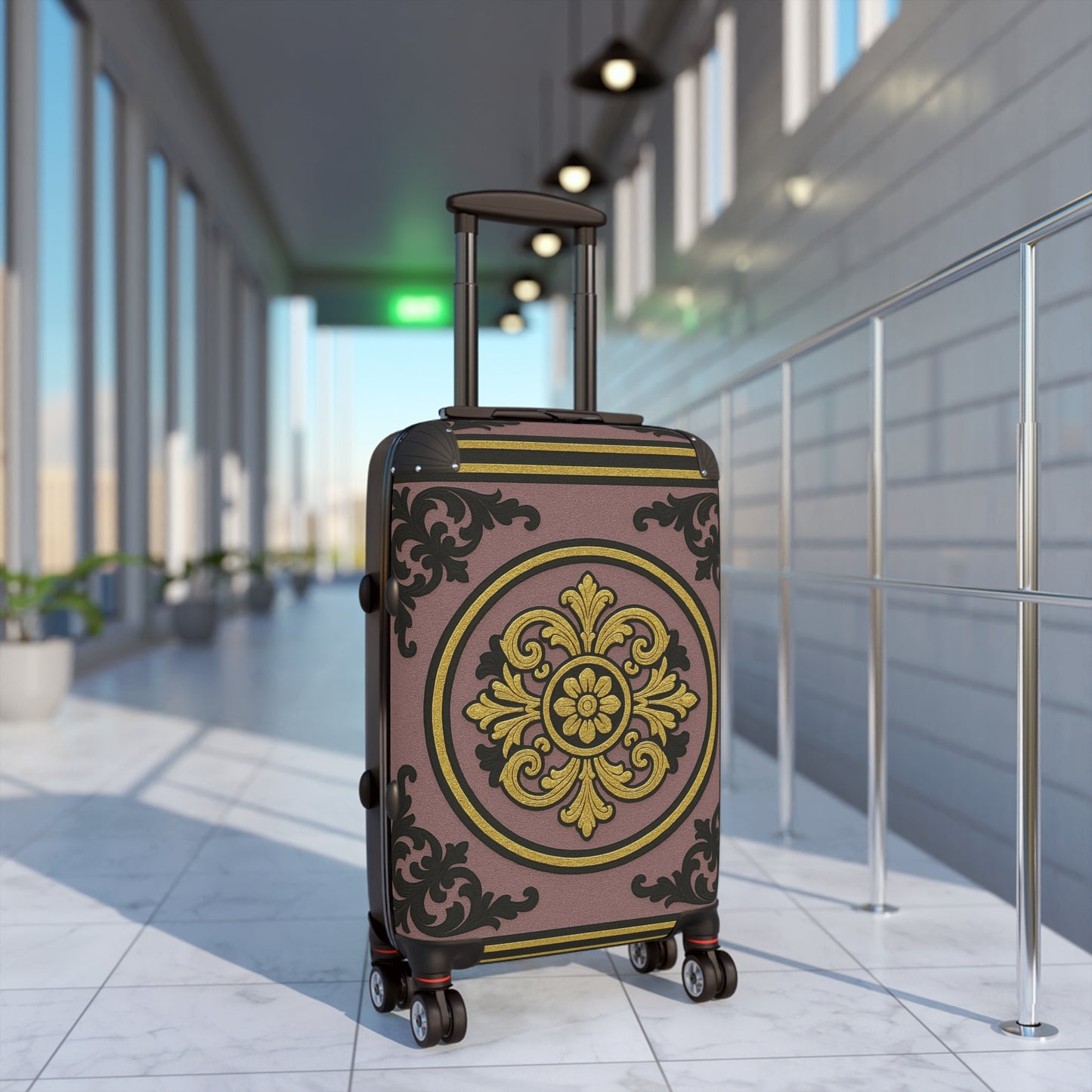 Elegant Gilded Mauve With Gold-Black Baroque Suitcase | Travel Luggage | Vintage Style Bag | Gift for Travelers | Stylish Carry-On | Unique Vacation Gear