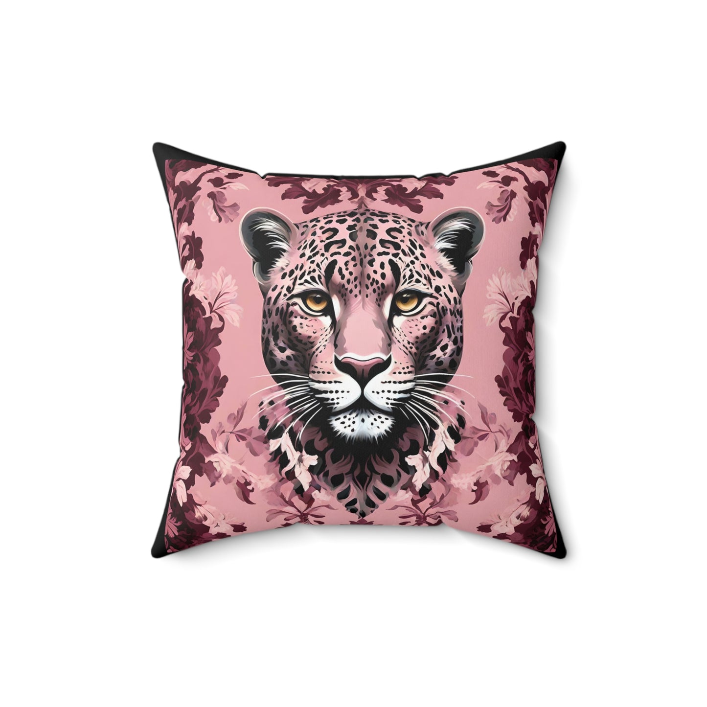 Elegant Pink Leopard Print Square Pillow - Stylish Home Decor