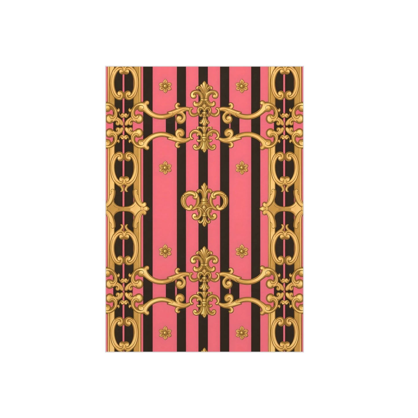 Elegant Decorative Foam Board - Chic Wall Decor, Glam Home Art, Stylish Backdrop, Gift for Her - Pink & Black Striped Gold Baroque