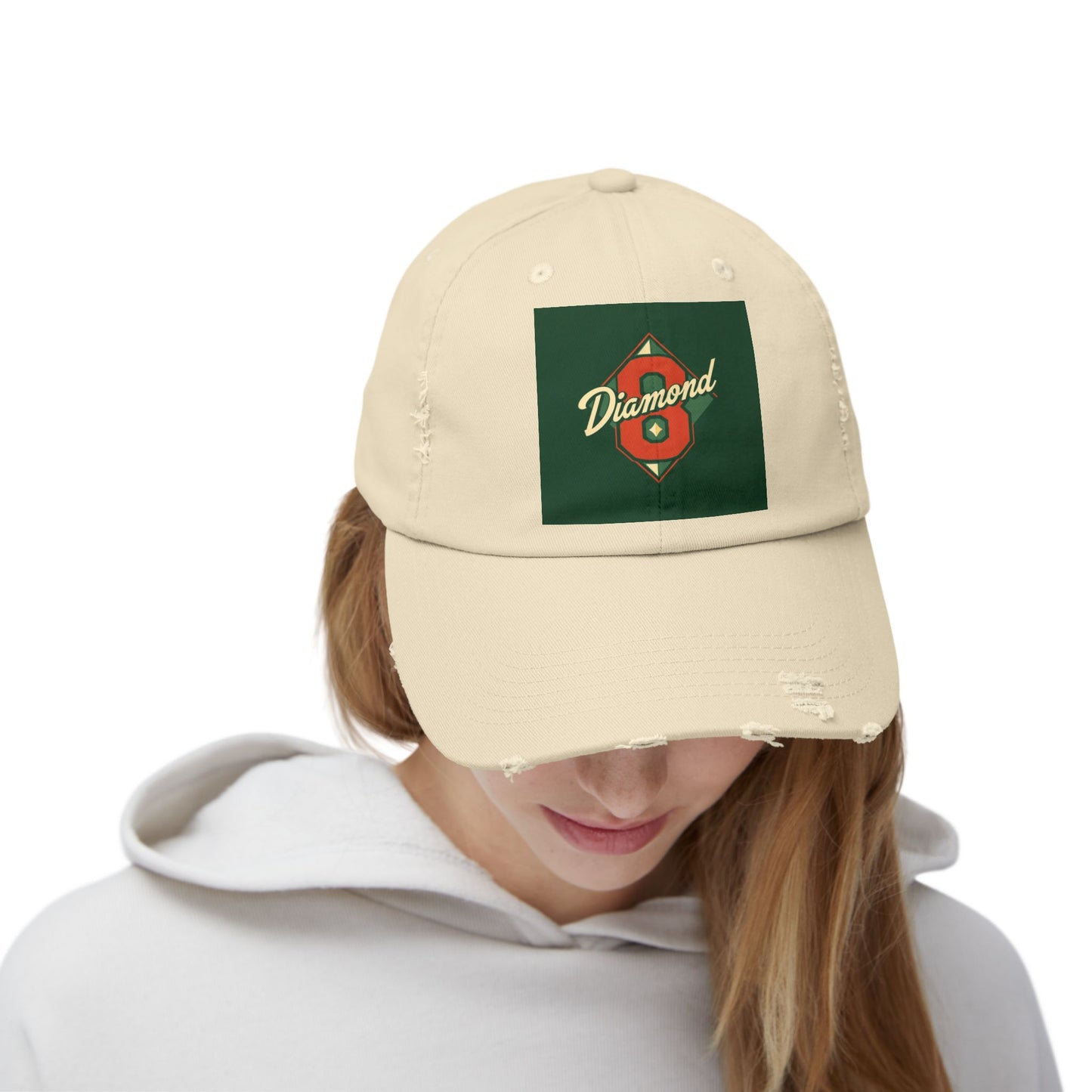 Unisex Distressed Cap - Vintage Baseball Style Hat, Cool Casual Headwear - Diamond 8