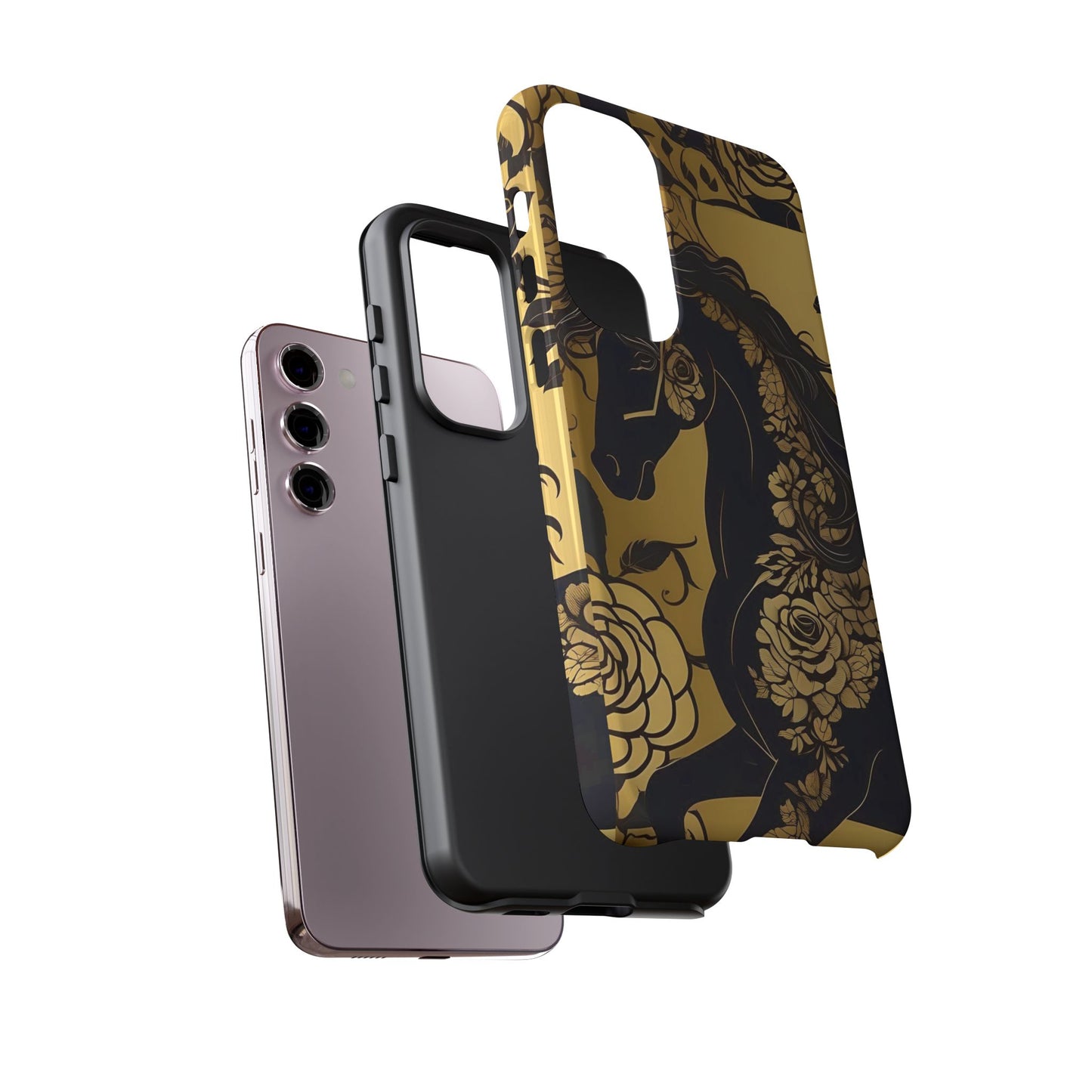 Phone Case - Elegant Horse & Roses Design