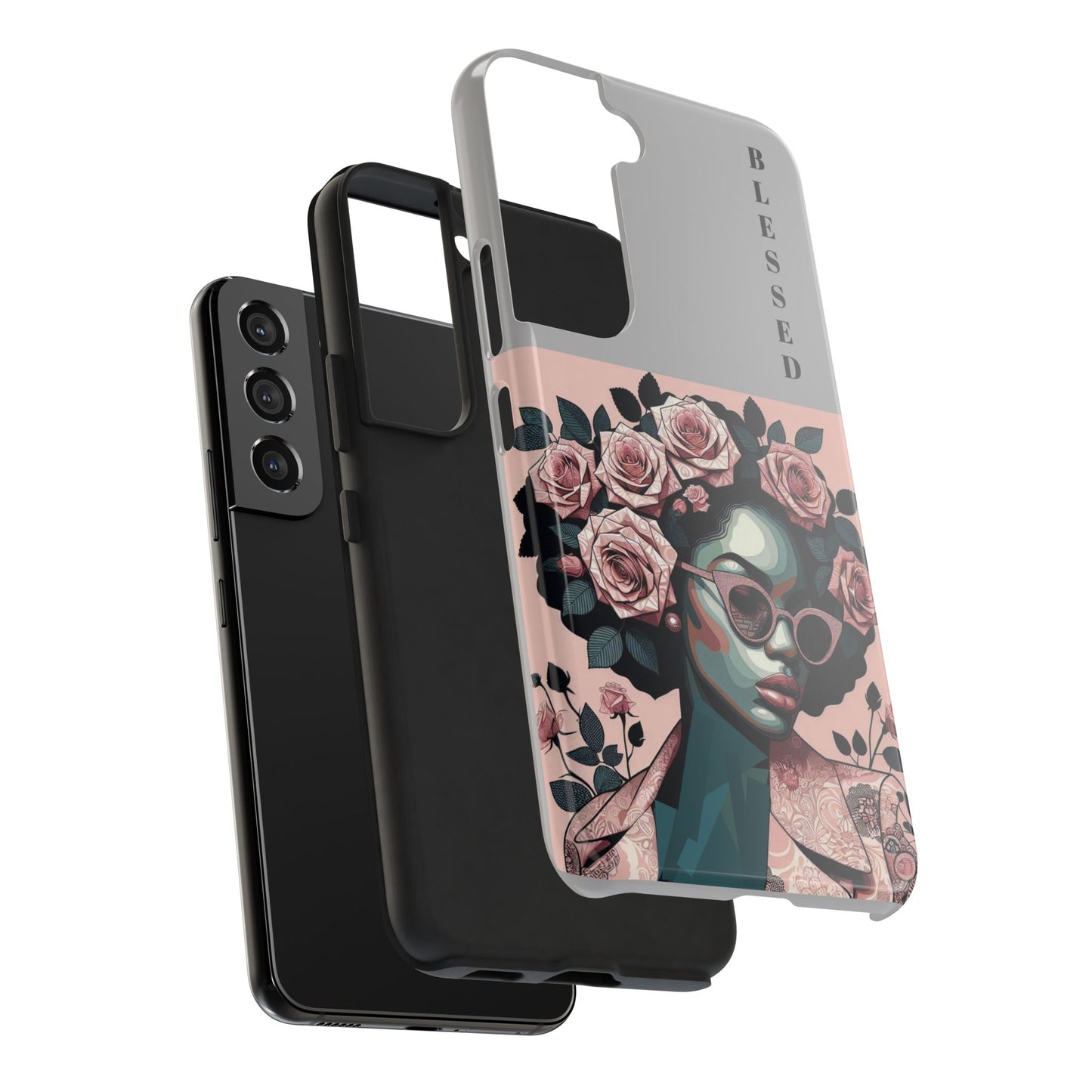 Blessed Floral Tough Phone Cases | Unique Gift for Her, Gift for Mom, Stylish Protection, Birthday Present, Black Girl Art