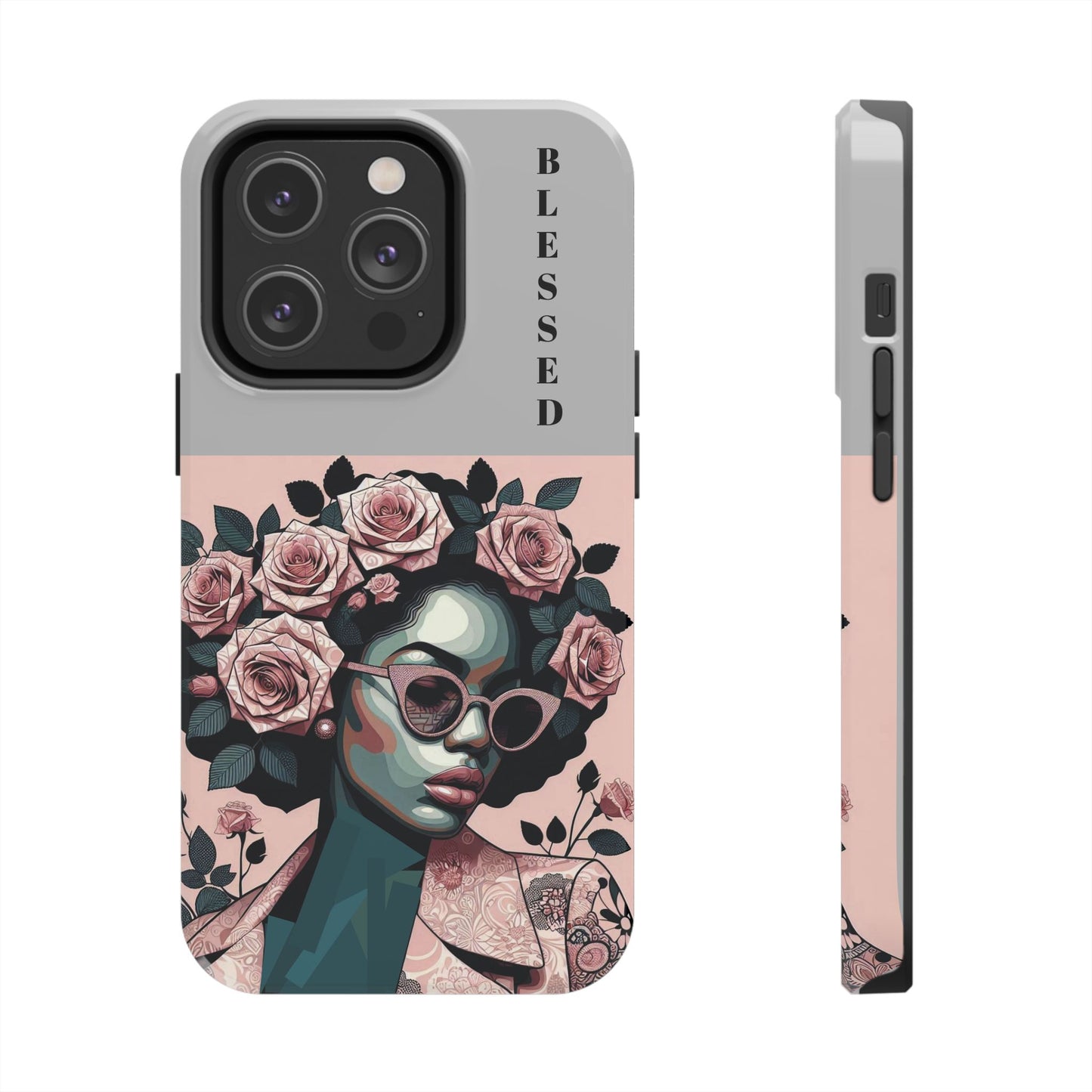 Blessed Floral Tough Phone Cases | Unique Gift for Her, Gift for Mom, Stylish Protection, Birthday Present, Black Girl Art
