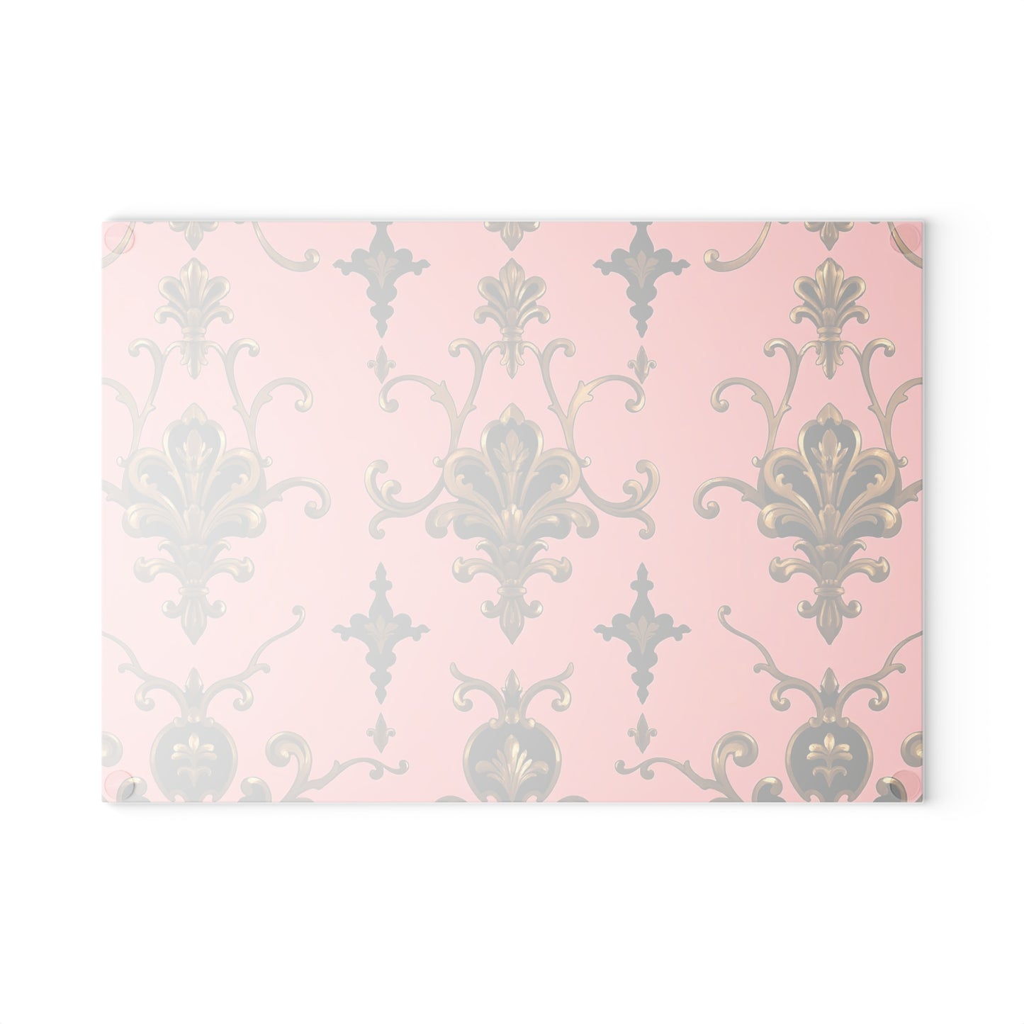 Elegant Pink Floral Glass Cutting Board with Gold Accents, Kitchen Decor, Gift for Home Cooking, Wedding Gift - Pink, Black & Gold Rococo