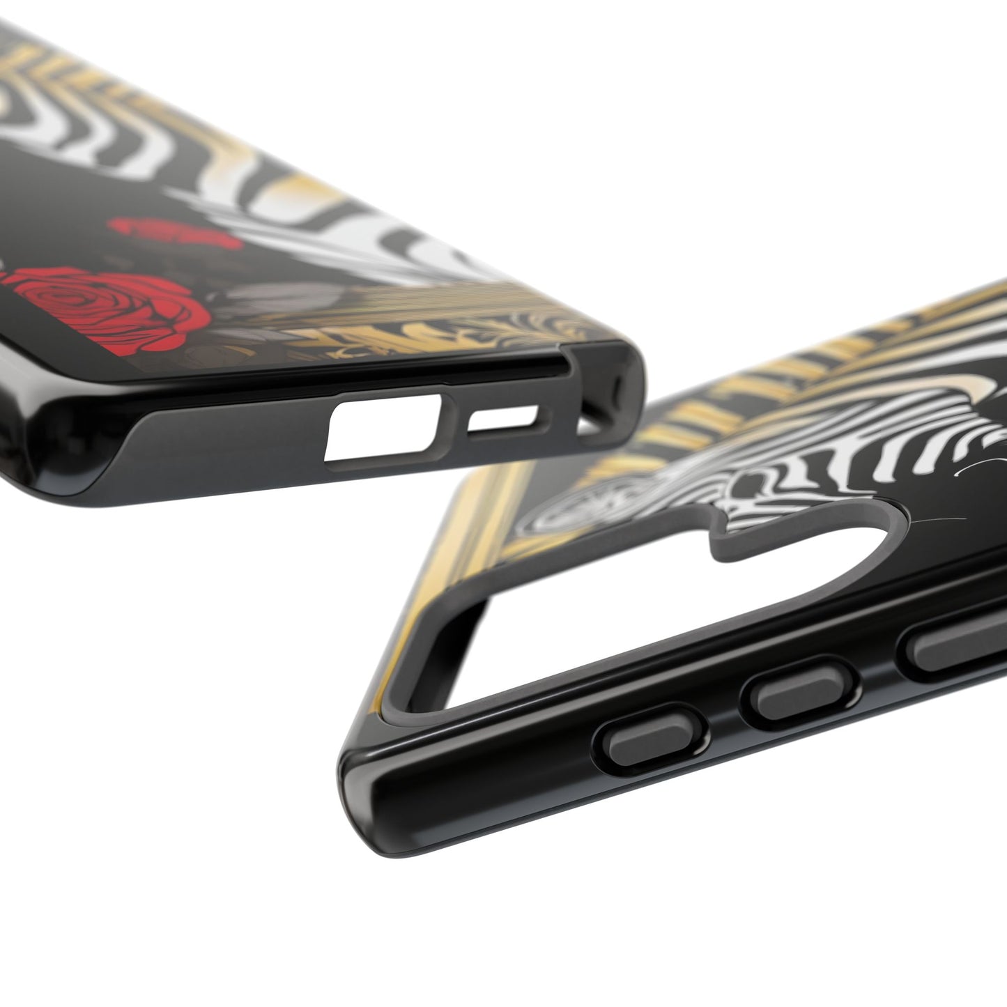Phone Case - Elegant Zebra & Roses Design
