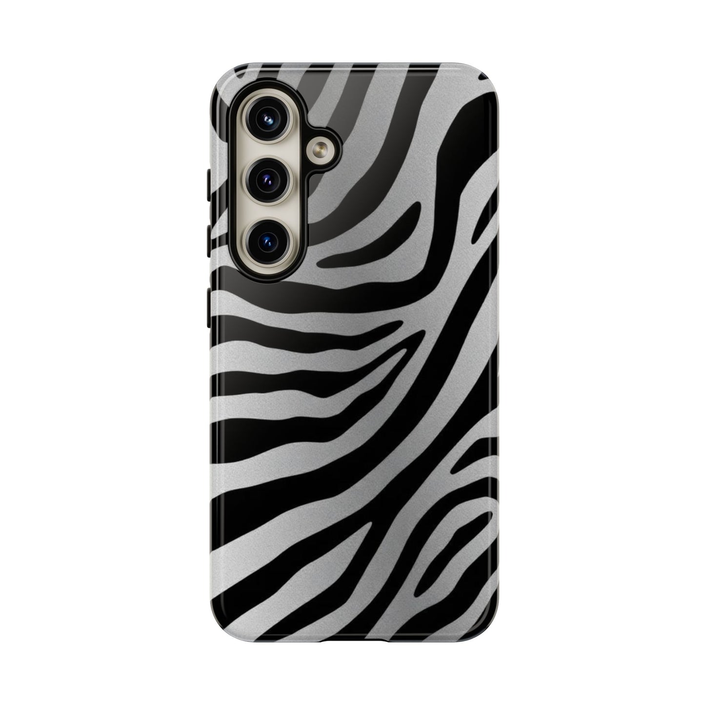 Zebra Print Tough Phone Case - Silver