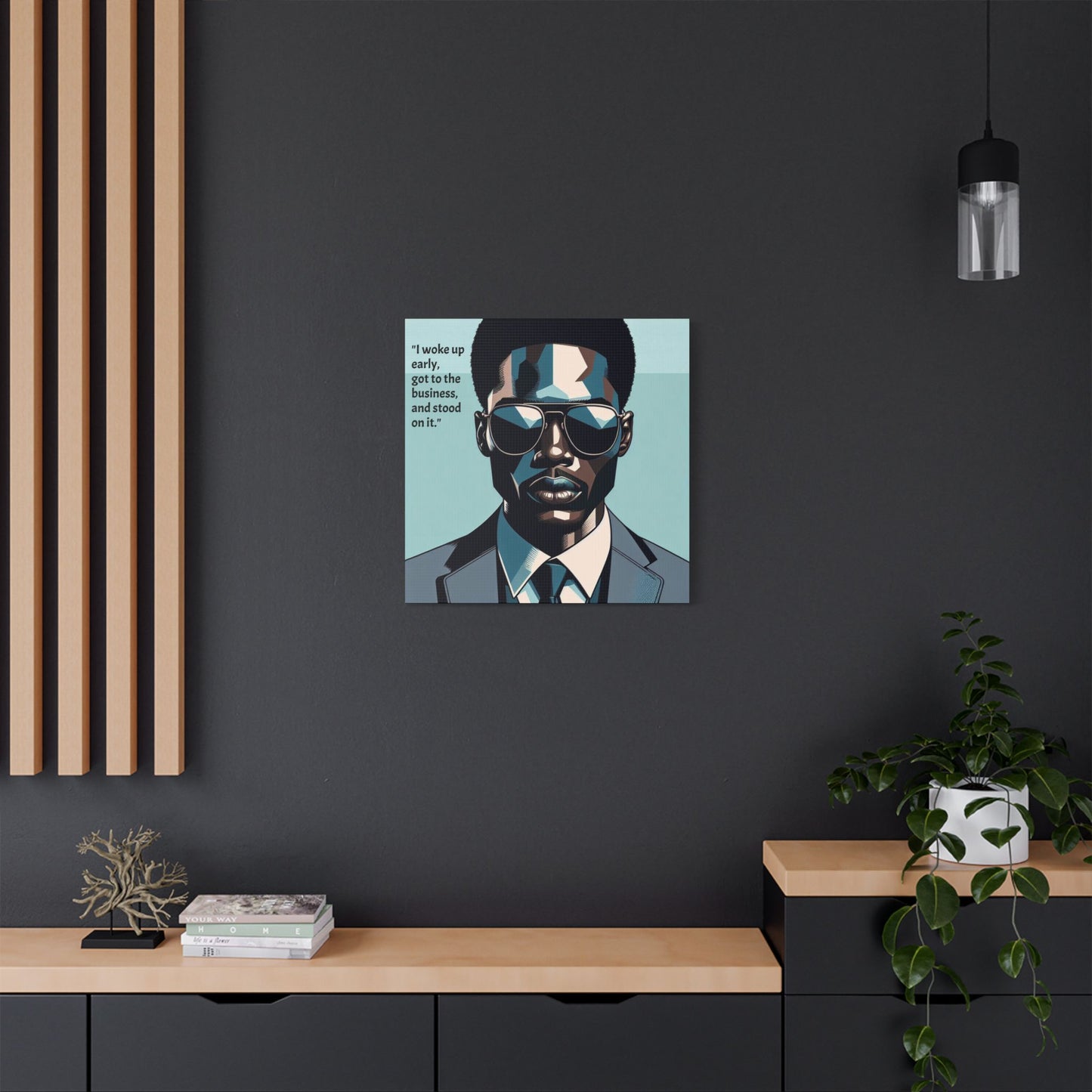 Afro Art Print Canvas, Wall Decor, Satin Stretched Canvas, African American Art, Office Decor, Home Decor - "I woke up early"