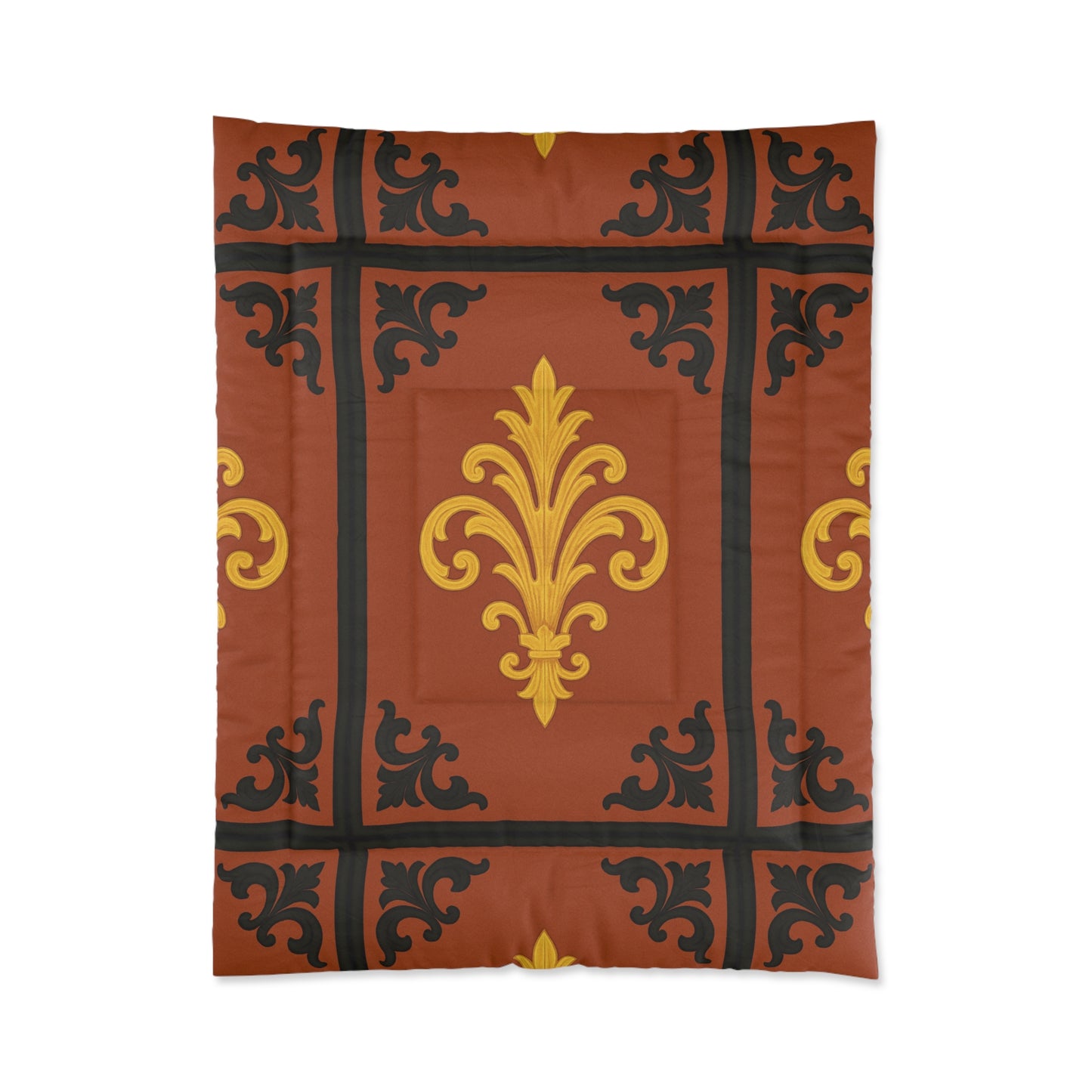Dusk Terracotta Baroque Comforter — Dusk Terracotta & Gold Decorative Bedding