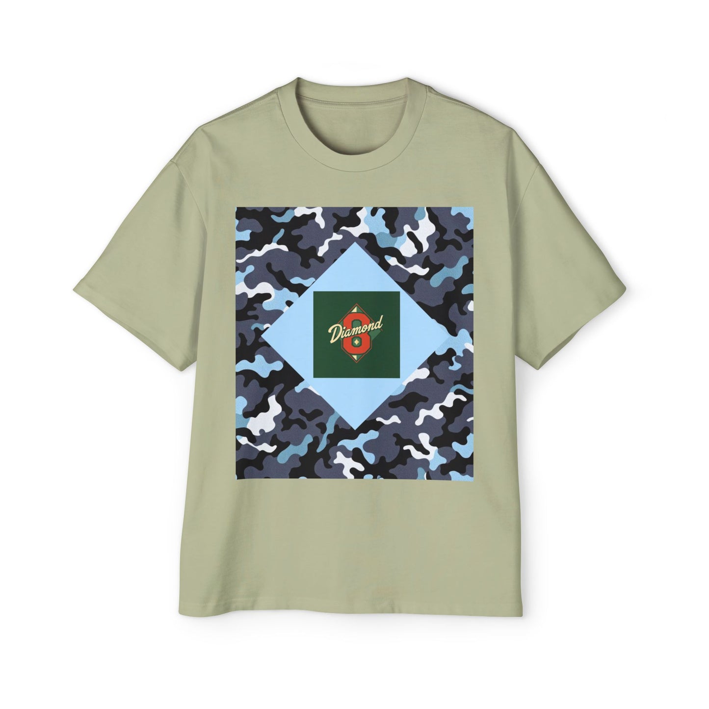 Men's Oversized Camo Tee, Casual Streetwear, Graphic T-Shirt, Trendy Outfit, Gift for Him, Relaxed Fit Top - Camo & Diamond 8