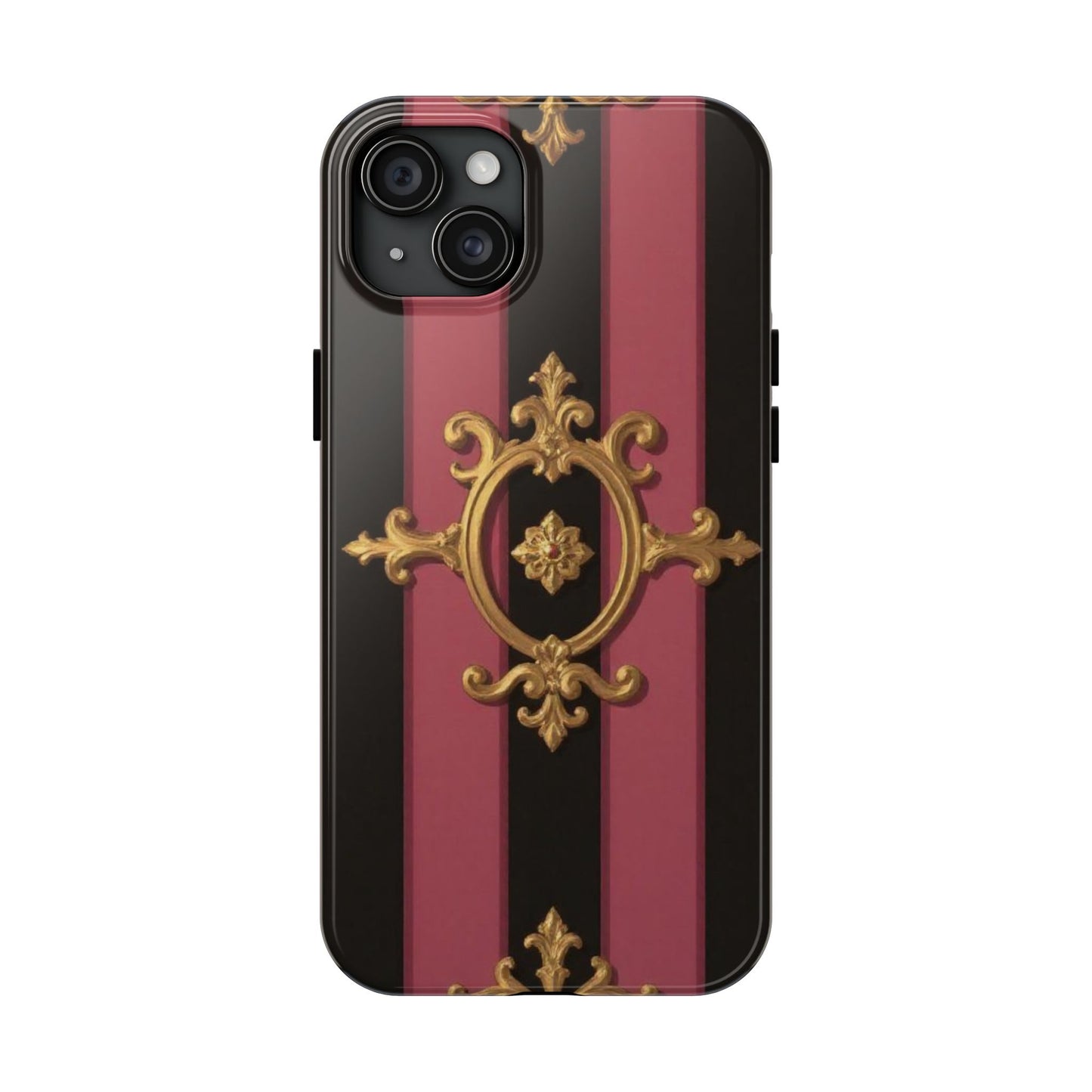 Elegant Black & Mauve Striped Gold Baroque Tough Phone Cases, Luxe Phone Covers, Fashionable Mobile Cases, Gift for Her, Holiday Phone Accessories
