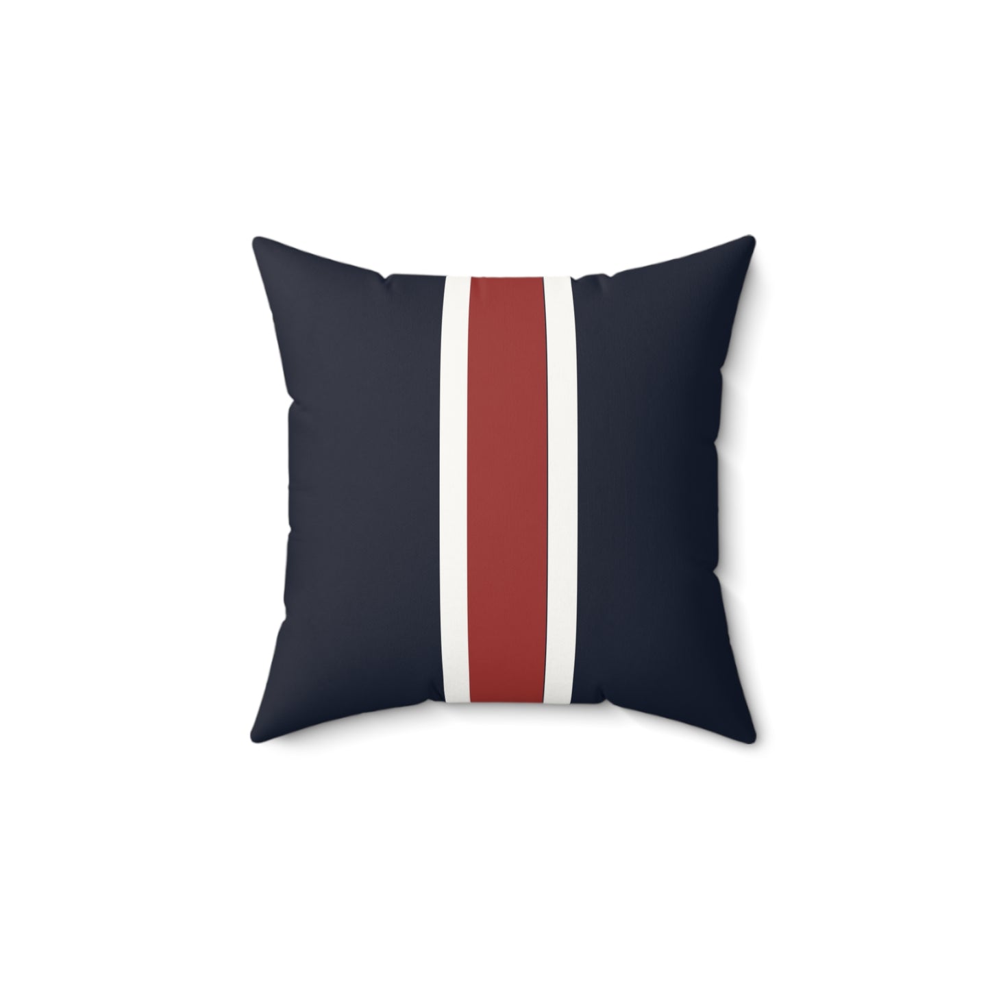 Lunar Midnight & Red-White Striped Faux Suede Square Pillow | Coastal Home Decor, Modern Cushion, Living Room Accent, Gift for Homeowners