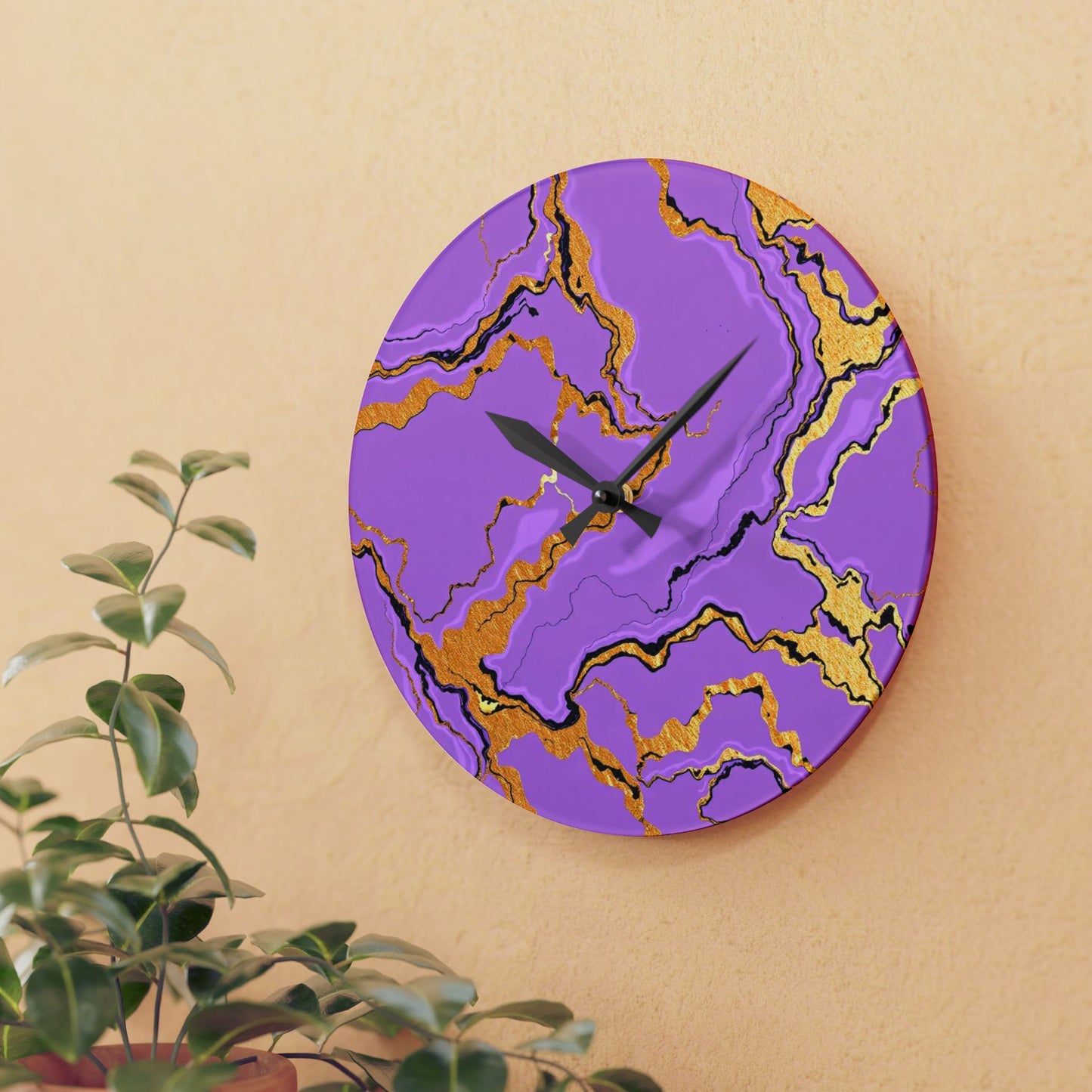 Elegant Lavender Marble Acrylic Wall Clock - Home Decor, Unique Gift, Modern Design, Wall Art, Kitchen Clock