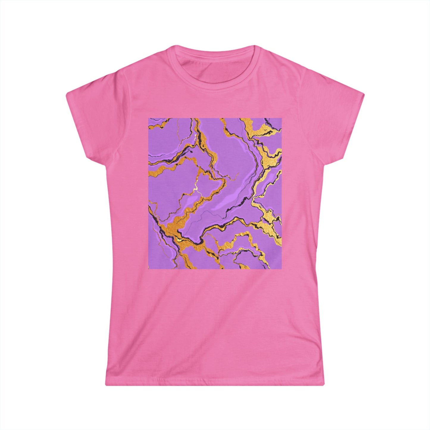 Lavender Marble Women’s Tee, Artistic Graphic Shirt, Fashionable Casual Wear, Gift for Her, Summer Style