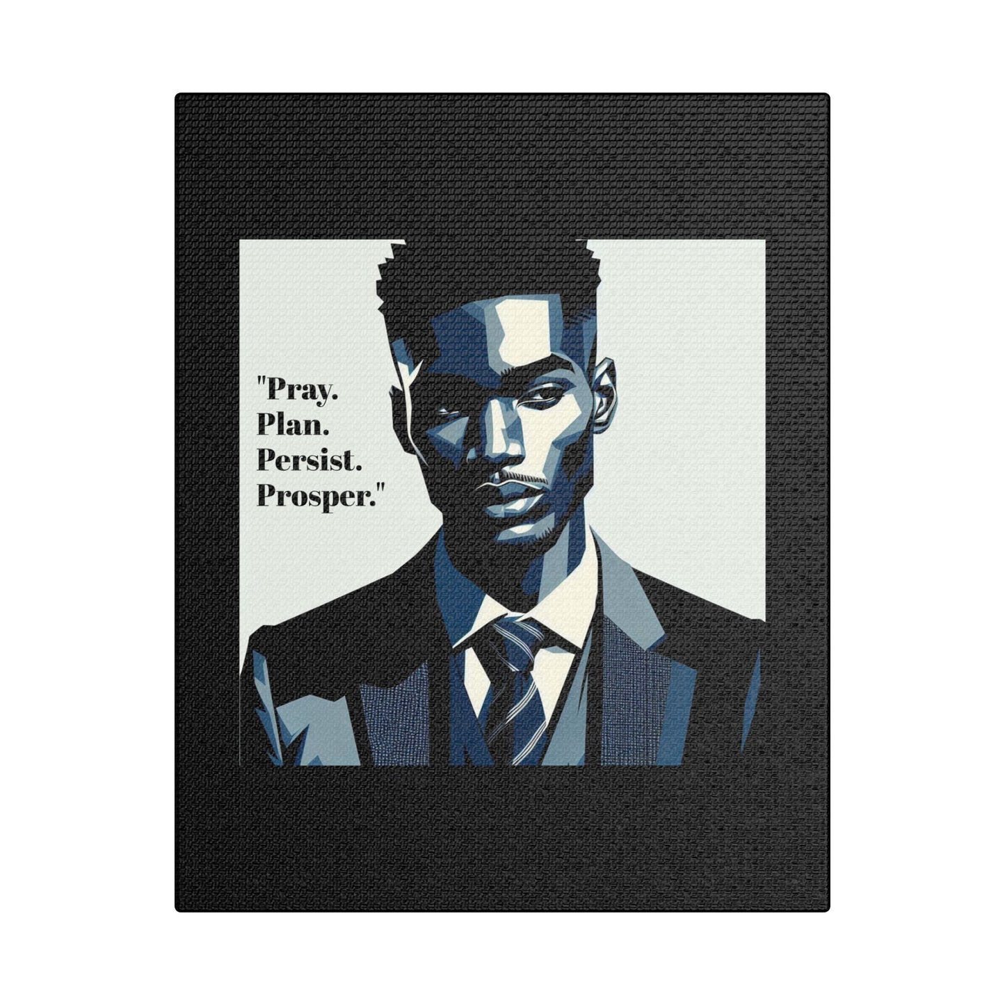 Afro Art Print Canvas, Wall Decor, Satin Stretched Canvas, African American Art, Office Decor, Home Decor - "Pray. Plan. Persist. Prosper."