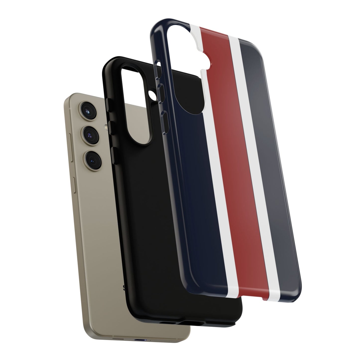 Lunar Midnight & Red-White Striped Stylish Phone Case - Tough Cases, Custom iPhone Cover, Sleek Phone Accessories, Gifts for Him/Her
