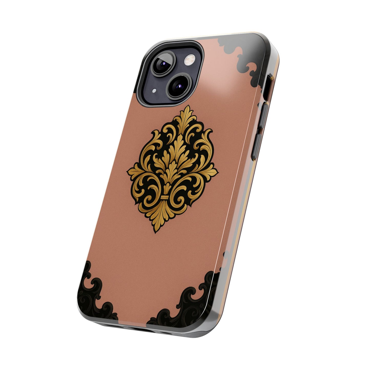 Mauve & Black-Gold Baroque Tough Phone Case — Ornate Protective iPhone Cover