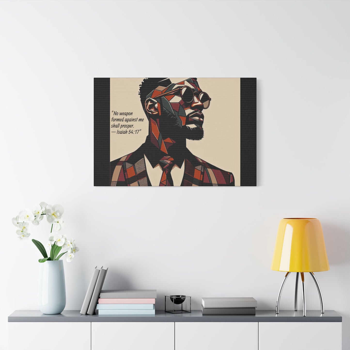 Afro Art Print Canvas, Wall Decor, Satin Stretched Canvas, African American Art, Office Decor, Home Decor - Isaiah 54:17