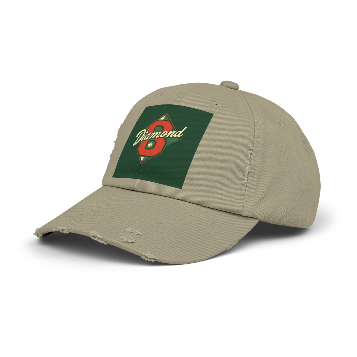 Unisex Distressed Cap - Vintage Baseball Style Hat, Cool Casual Headwear - Diamond 8