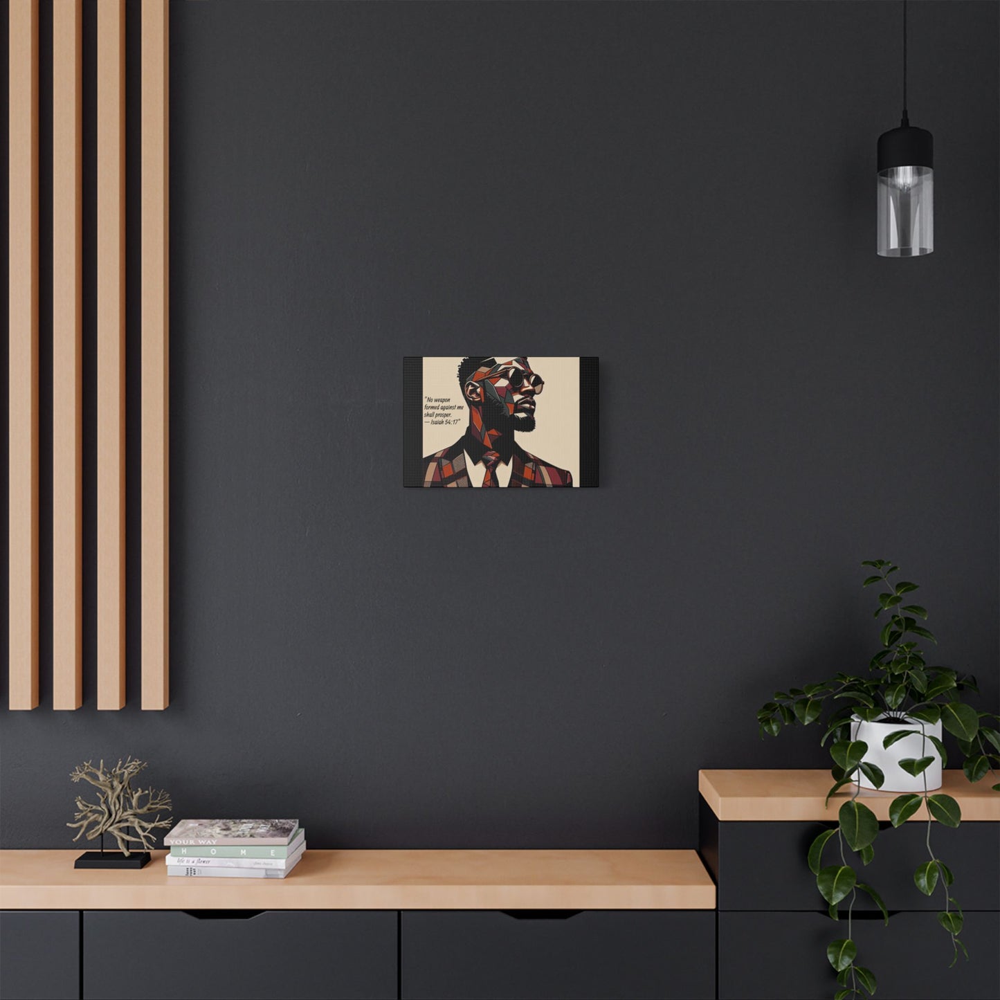 Afro Art Print Canvas, Wall Decor, Satin Stretched Canvas, African American Art, Office Decor, Home Decor - Isaiah 54:17