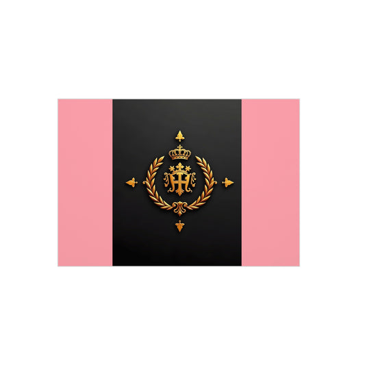 Elegant Wall Art Foam Board, Luxurious Home Decor, Modern Design Display, Stylish Room Accent, Office Decor, Unique Gift - Pink Striped Gold Crest