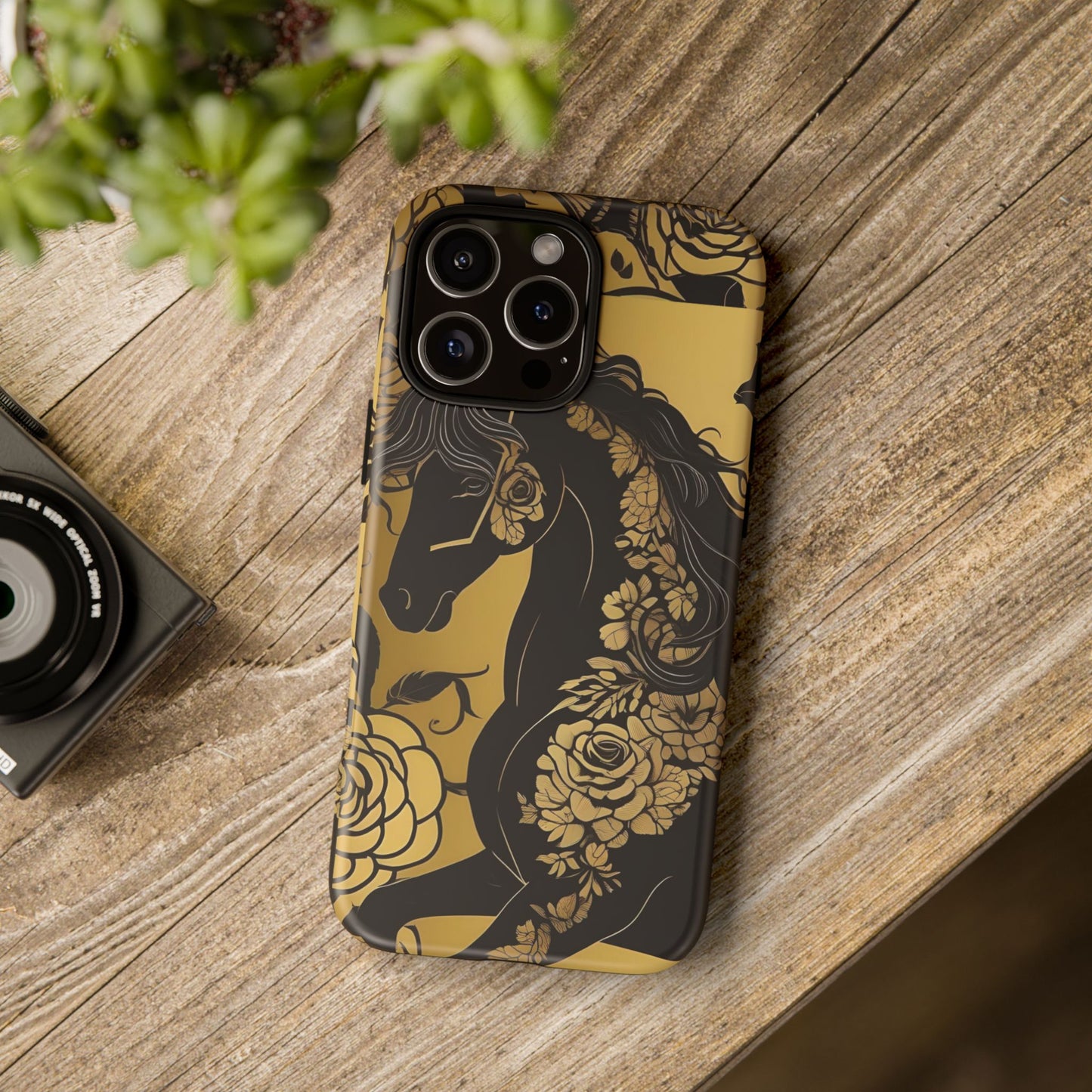 Phone Case - Elegant Horse & Roses Design