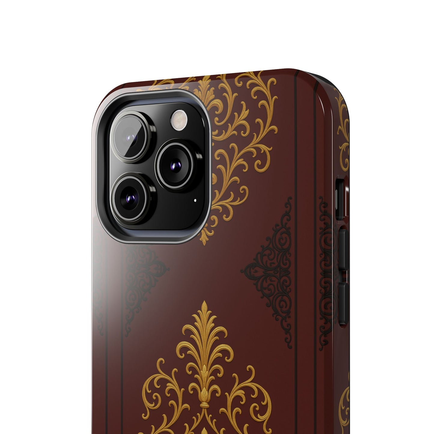 Dusk Burgundy-Black & Gold Baroque Tough Phone Case — Ornate Gold Baroque on Burgundy