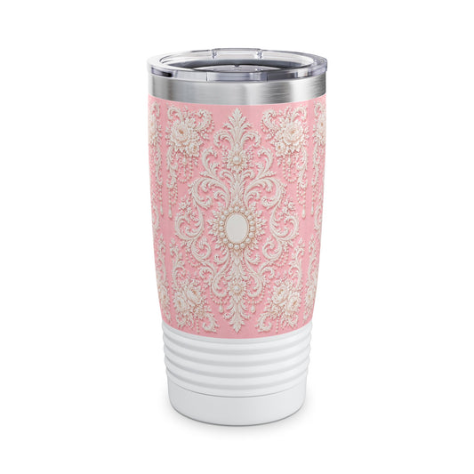 Pink Rococo 20oz Tumbler – Elegant Floral Insulated Travel Cup