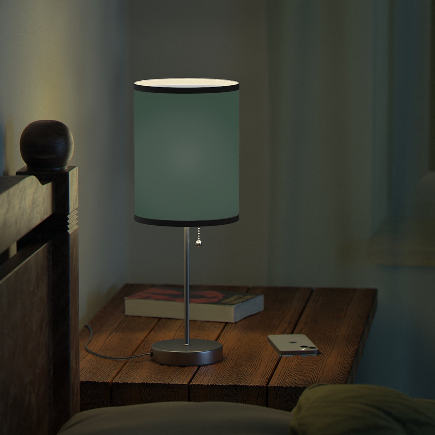 Modern Midnight Green Table Lamp, Stylish Lighting for Home Decor, Green Lamp, USB/CA Plug, Elegant Nightstand Light, Minimalist Design